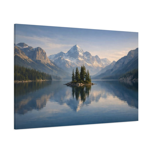 Contemporary Lake Mountains Nature - Canvas Wall Art Print - YesArtYes