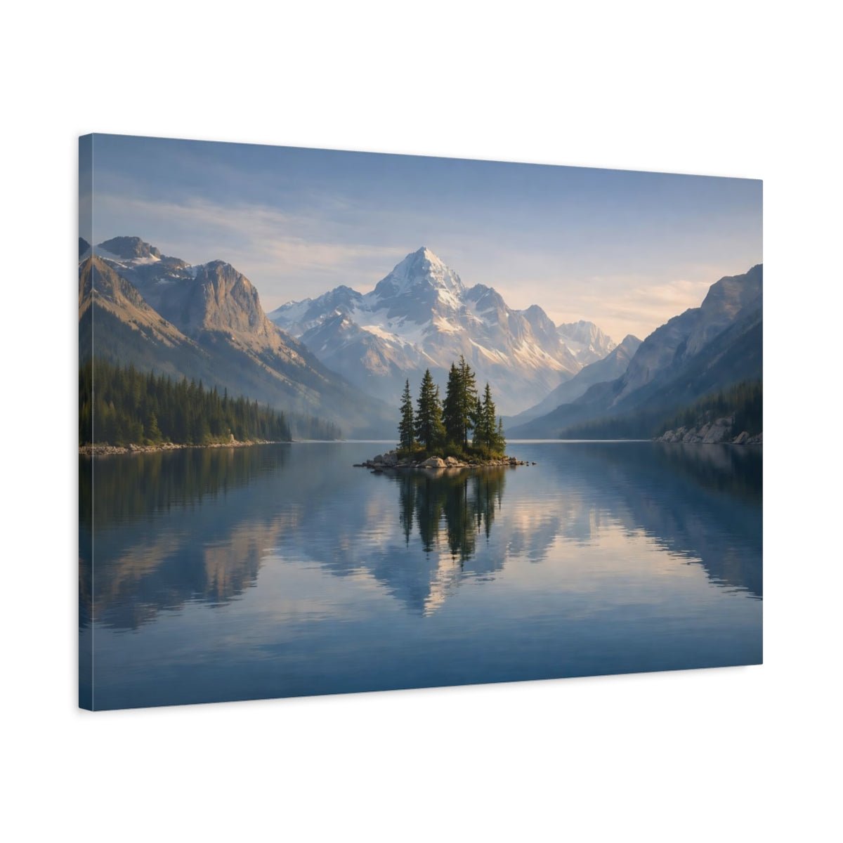 Contemporary Lake Mountains Nature - Canvas Wall Art Print - YesArtYes