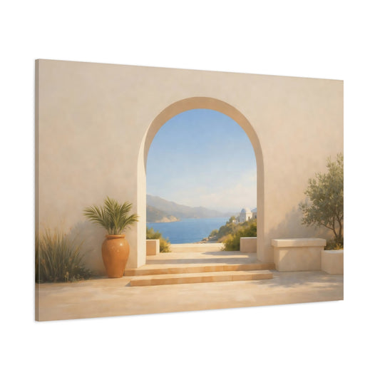 Contemporary Mediterranean Archway View shown as stretched canvas wall art