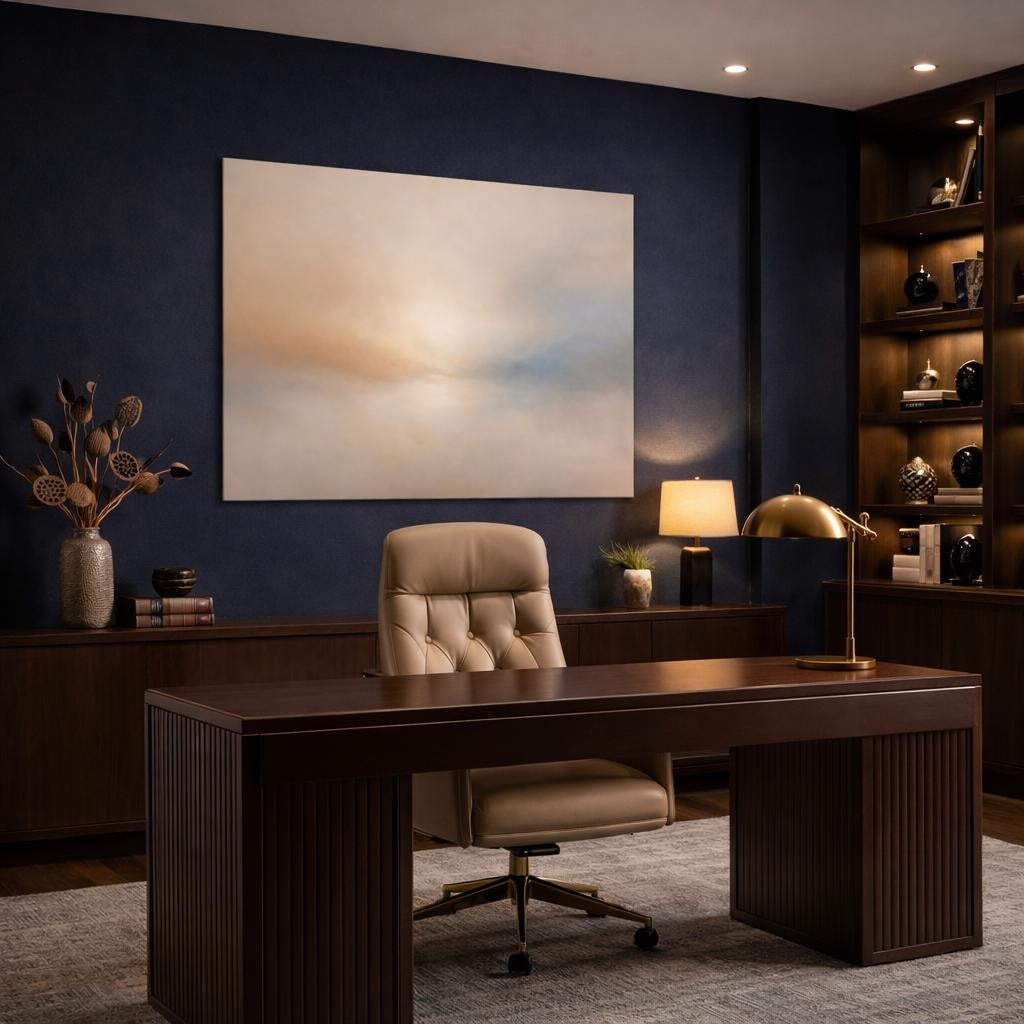 Contemporary Modern Abstract shown as canvas wall art in a luxury executive office