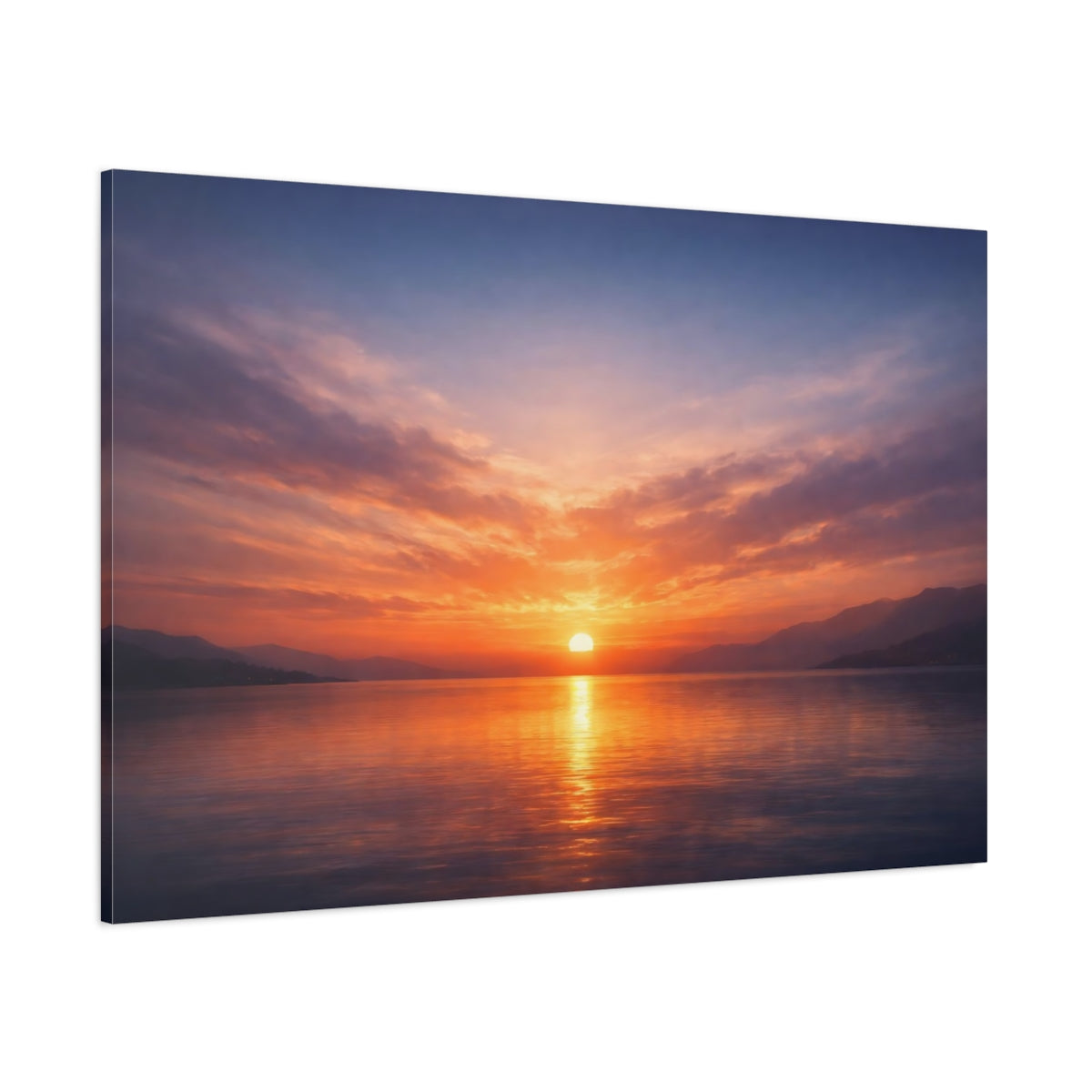 Contemporary Moody Sunset shown as stretched canvas wall art