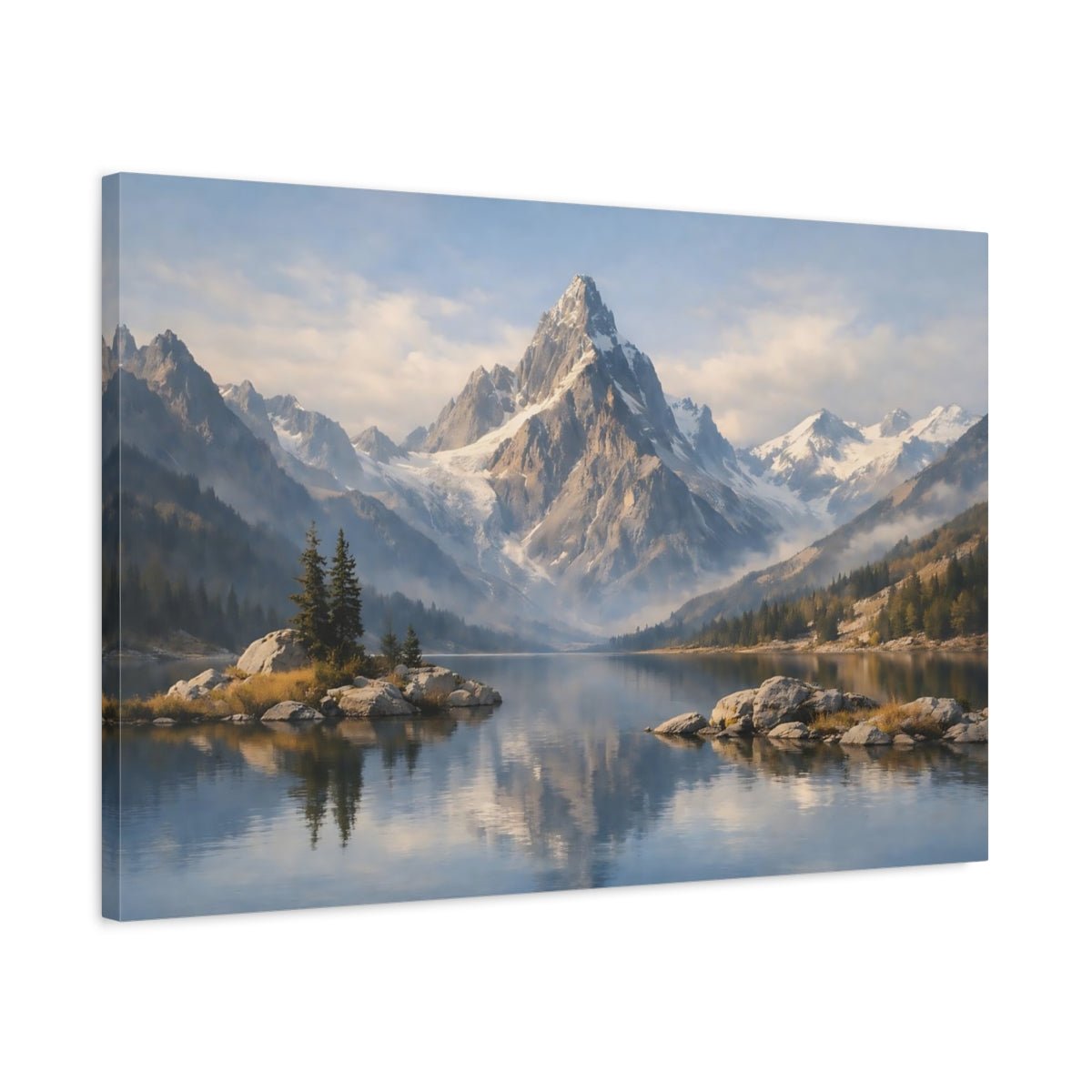 Contemporary Mountain Range Snowy Nature - Canvas Wall Art Print - YesArtYes