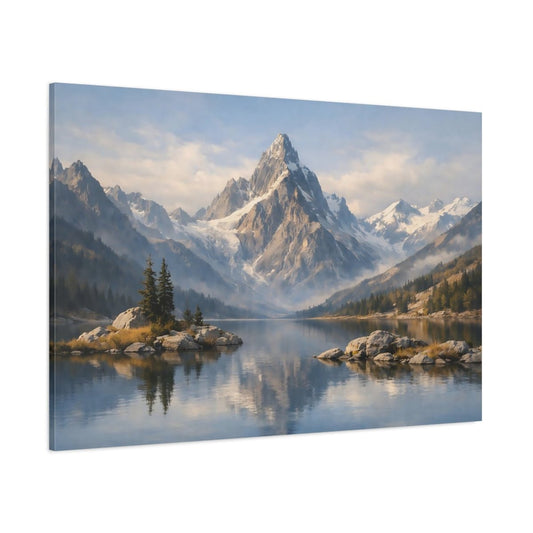 Contemporary Mountain Range Snowy Nature - Canvas Wall Art Print - YesArtYes