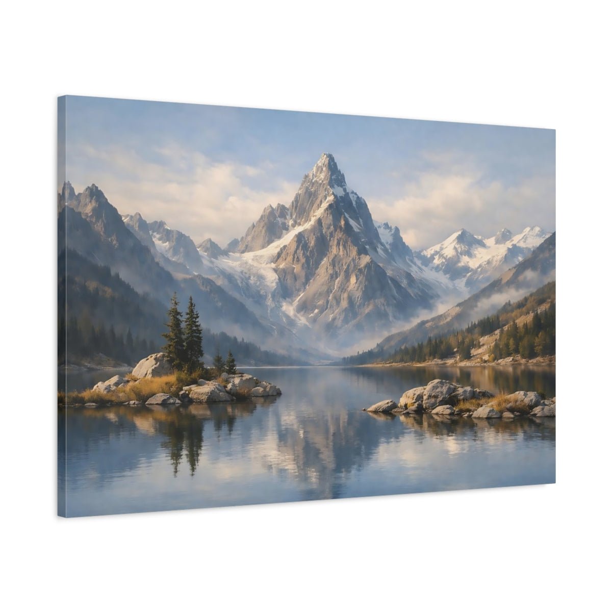 Contemporary Mountain Range Snowy Nature - Canvas Wall Art Print - YesArtYes
