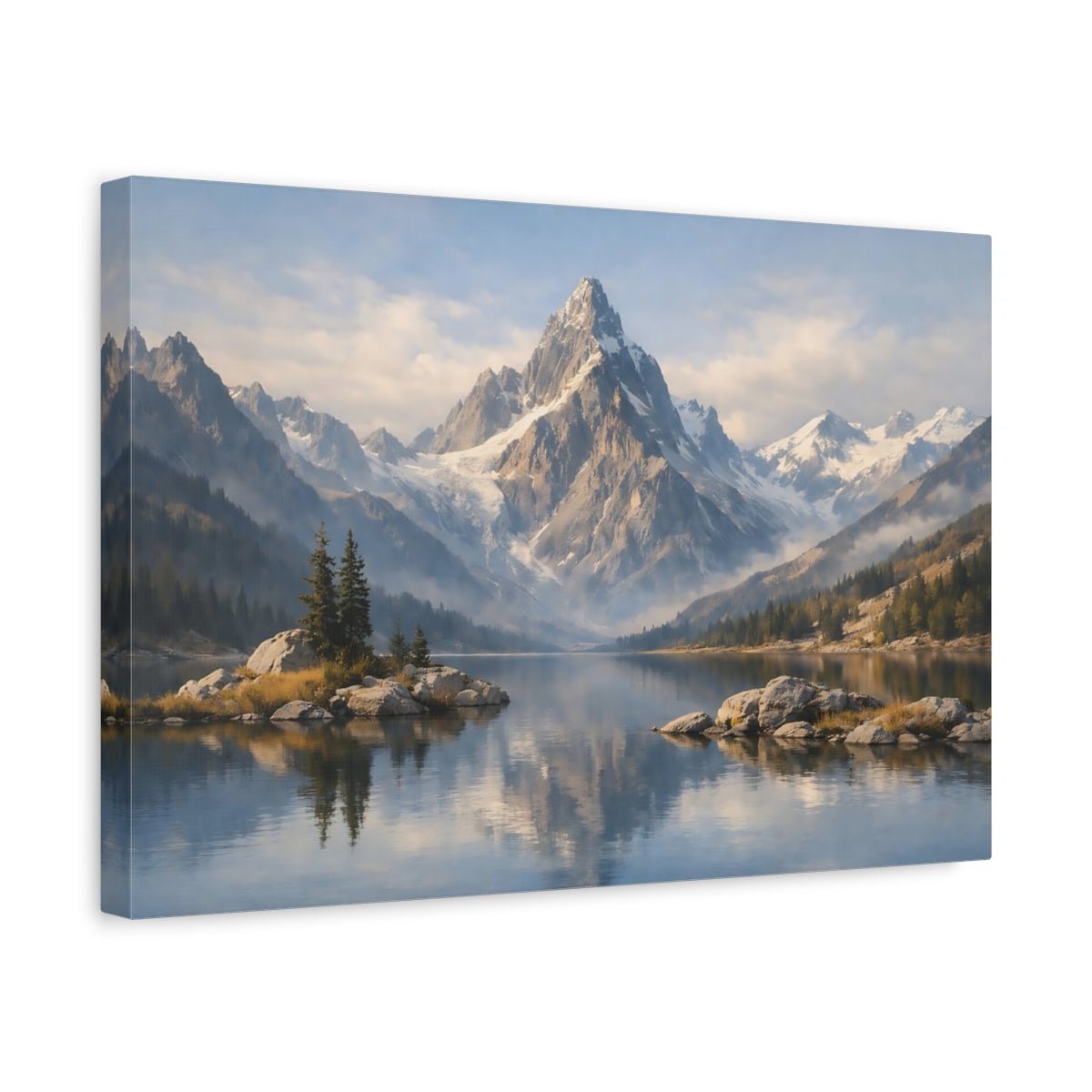 Contemporary Mountain Range Snowy Nature - Canvas Wall Art Print - YesArtYes