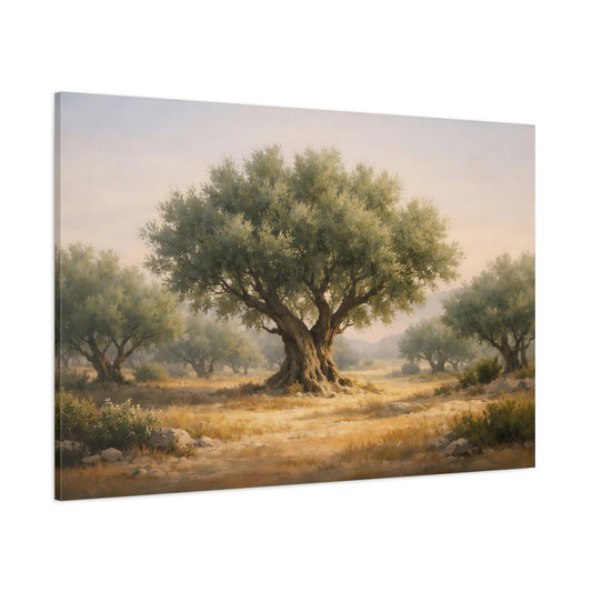 Contemporary Olive Grove shown as stretched canvas wall art