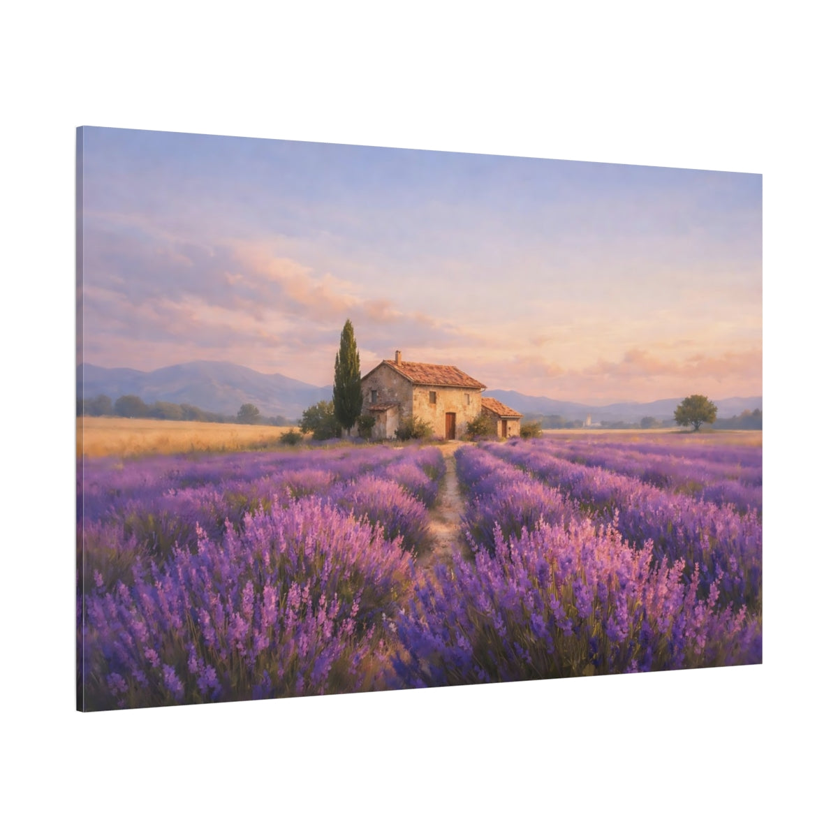 Contemporary Provence Lavender shown as stretched canvas wall art