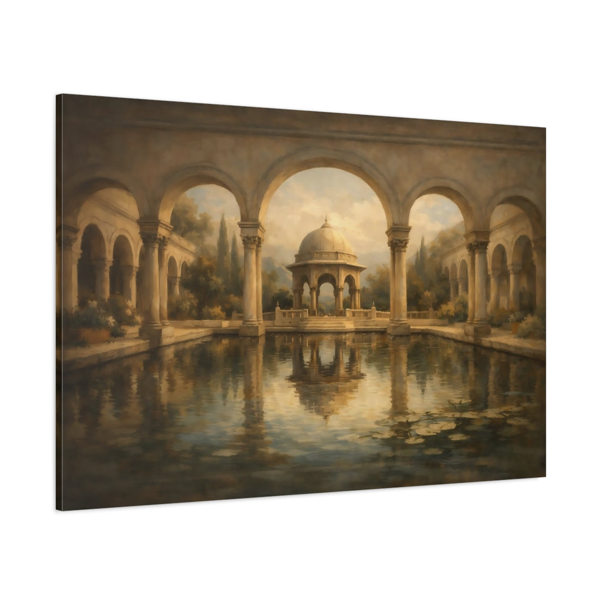 Main Mockup. Contemporary Repeating Arches Horizontal Pattern shown as stretched canvas wall art