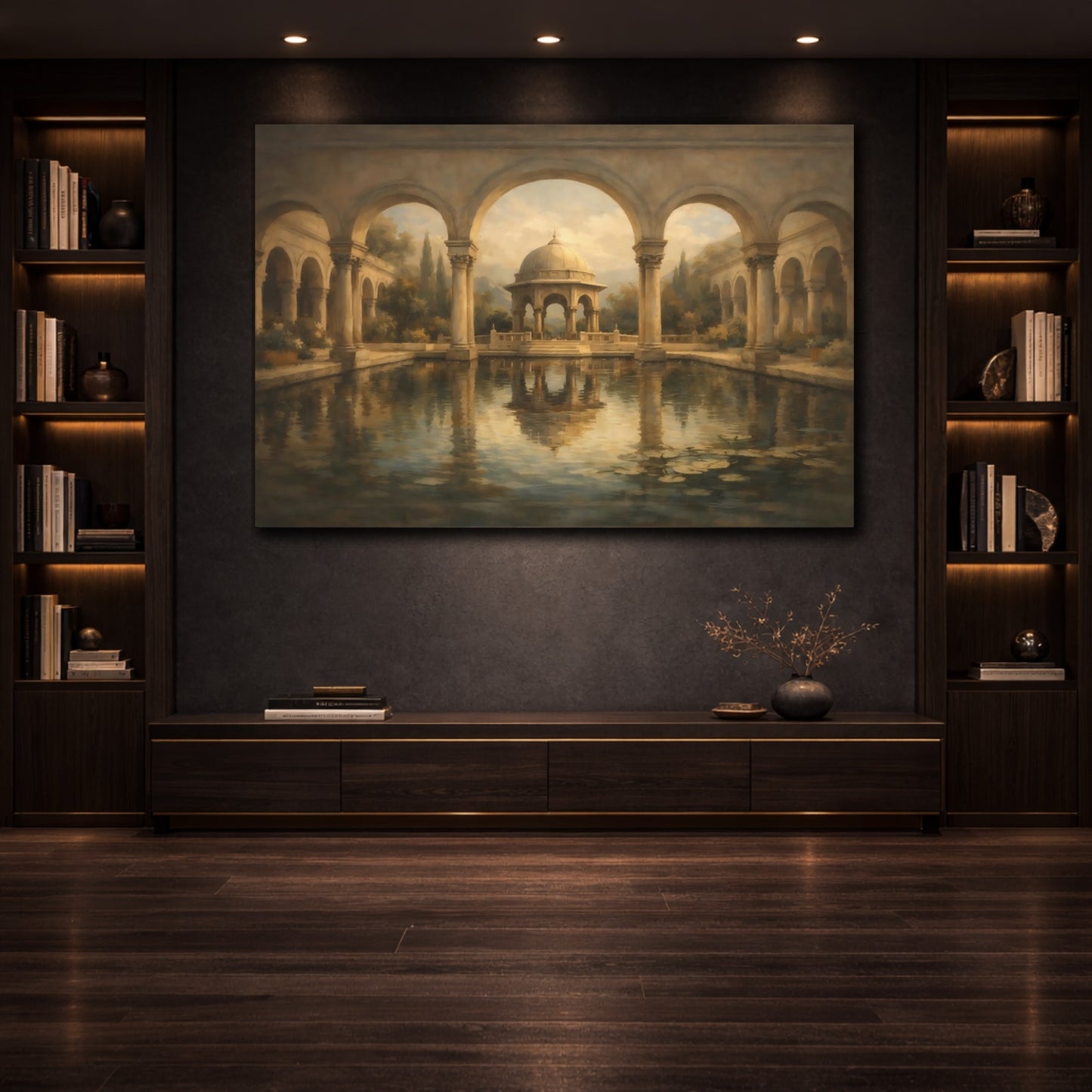 Mockup 3. Contemporary Repeating Arches Horizontal Pattern shown as stretched canvas wall art