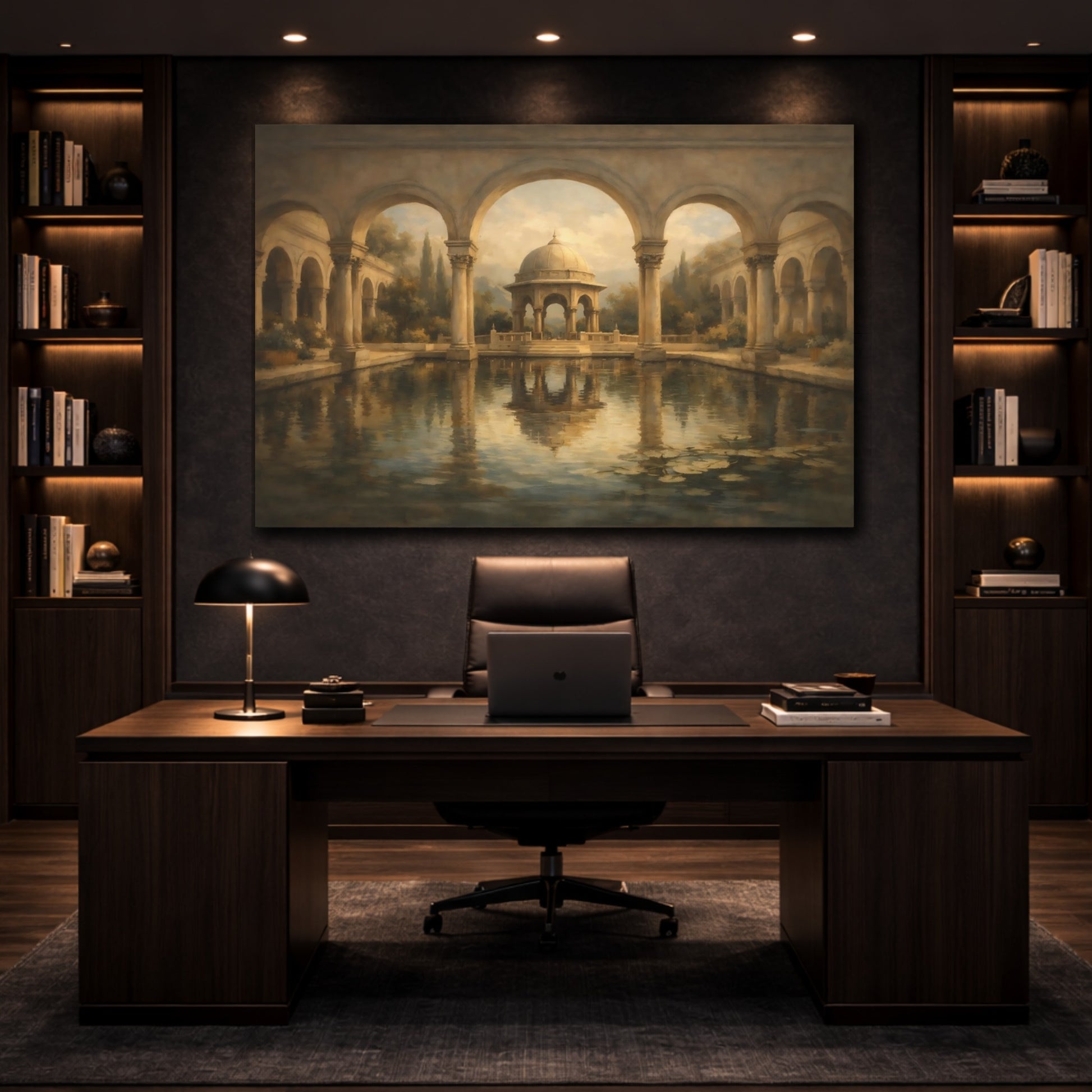 Mockup 4. Contemporary Repeating Arches Horizontal Pattern shown as stretched canvas wall art