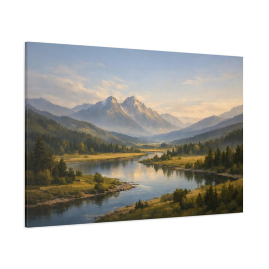 Contemporary River Valley shown as stretched canvas wall art
