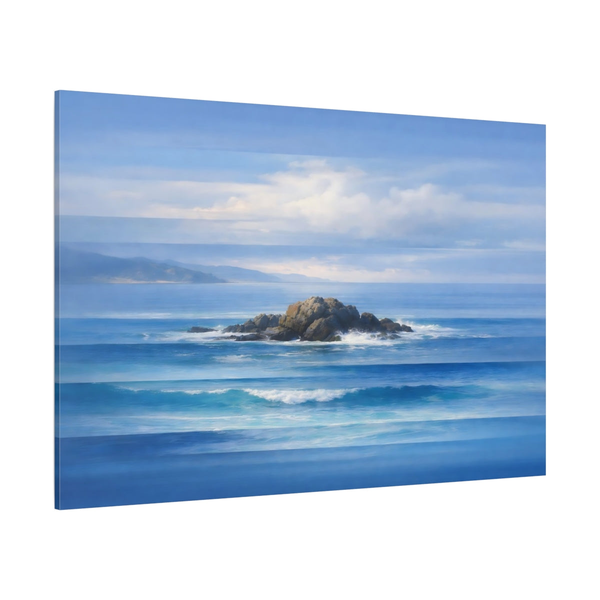 Contemporary Seascape Blue shown as stretched canvas wall art