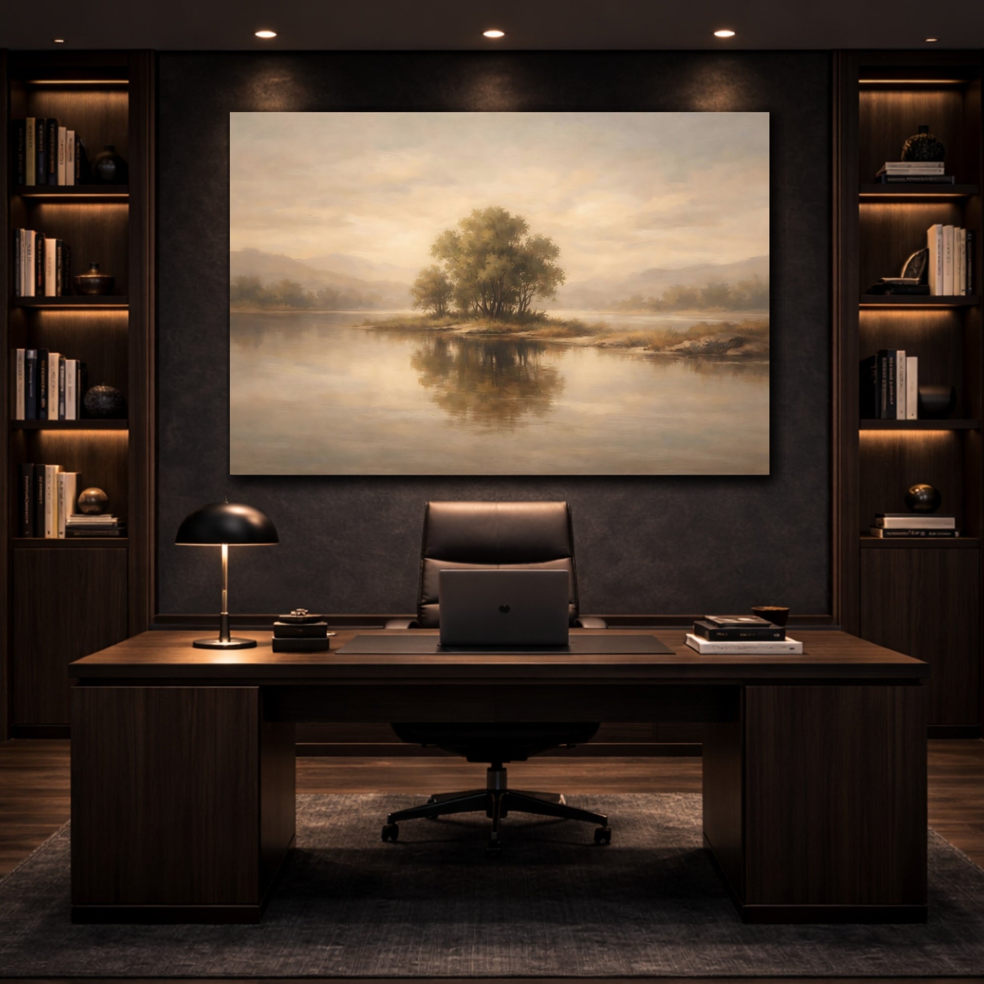 Mockup 4. Contemporary Soft Brown Neutral Harmony shown as stretched canvas wall art