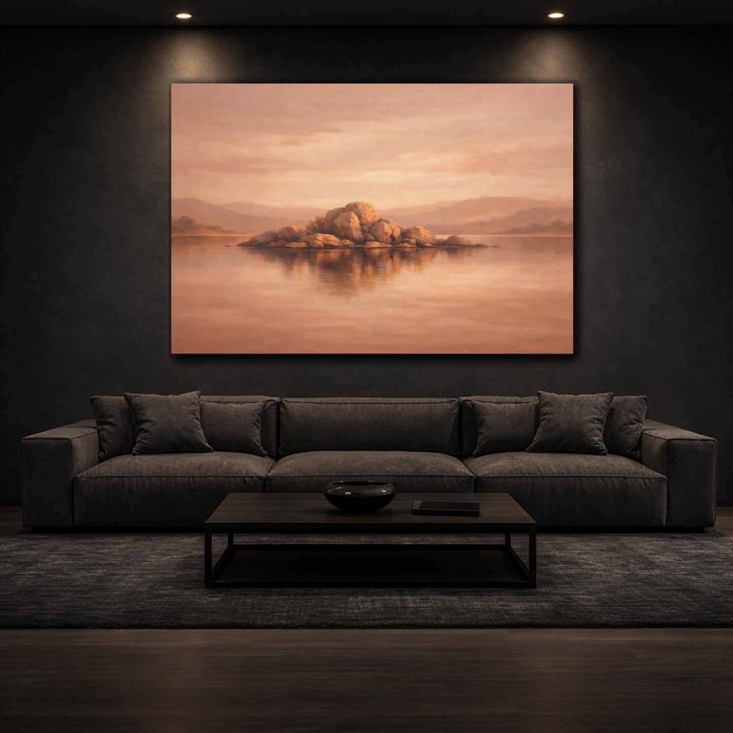 Mockup 2. Contemporary Soft Terracotta Minimal Tone shown as stretched canvas wall art