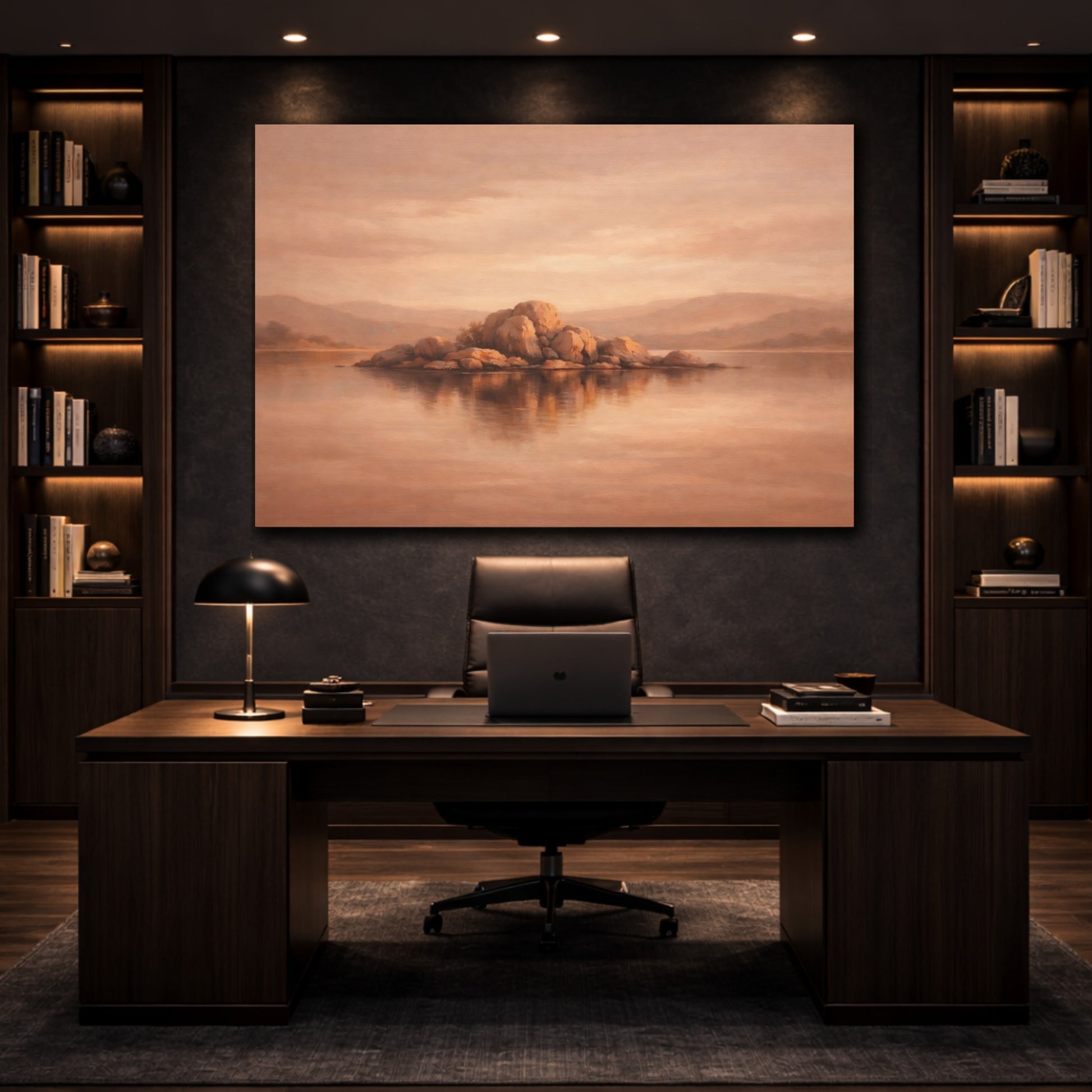 Mockup 4. Contemporary Soft Terracotta Minimal Tone shown as stretched canvas wall art