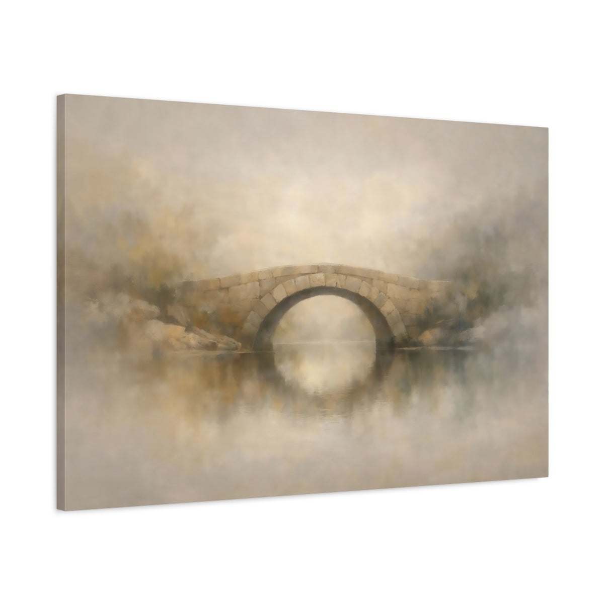 Side Mockup 1. Contemporary Stone Bridge shown as stretched canvas wall art