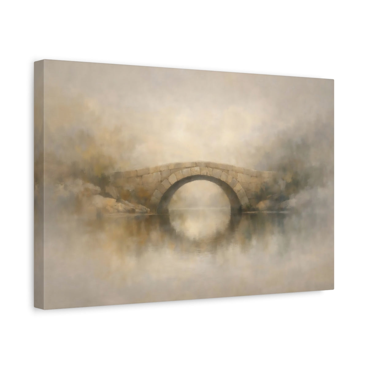 Side Mockup 4. Contemporary Stone Bridge shown as stretched canvas wall art