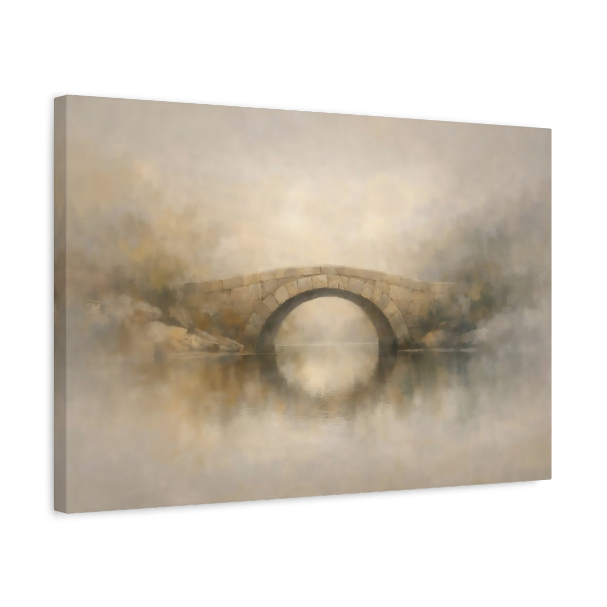 Side Mockup 3. Contemporary Stone Bridge shown as stretched canvas wall art