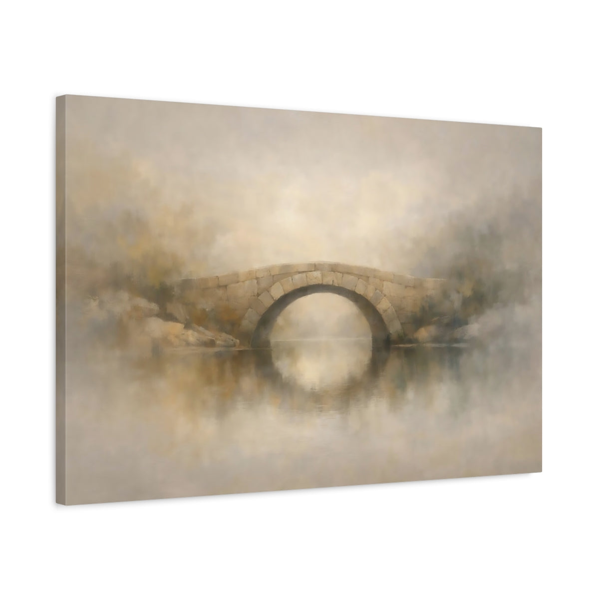 Side Mockup 2. Contemporary Stone Bridge shown as stretched canvas wall art