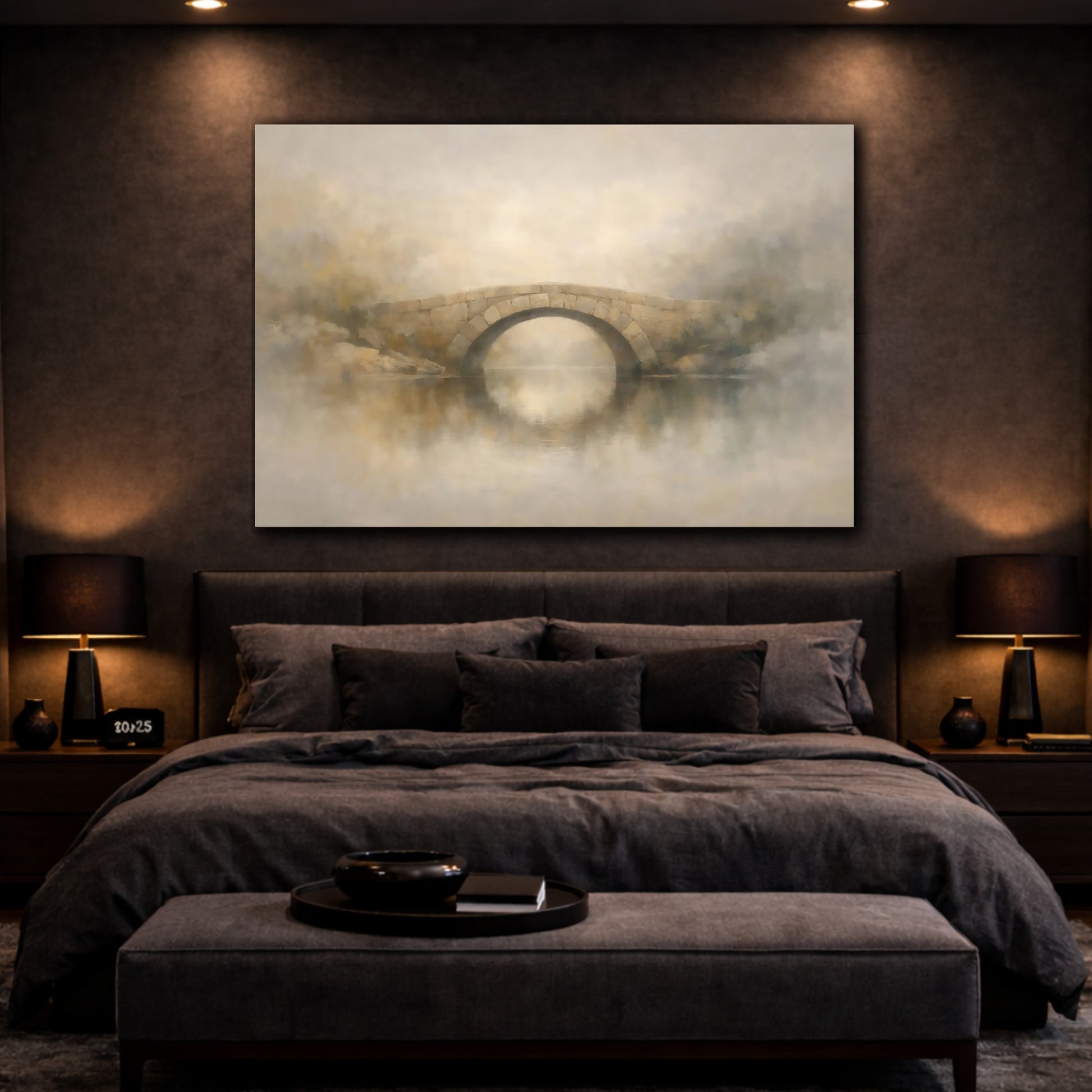 Mockup 3. Contemporary Stone Bridge shown as stretched canvas wall art