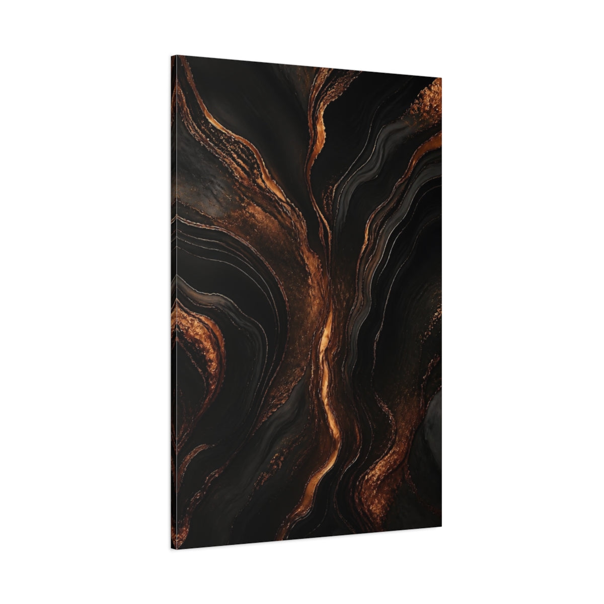 Side Mockup 1. Copper Veins Marble shown as canvas print