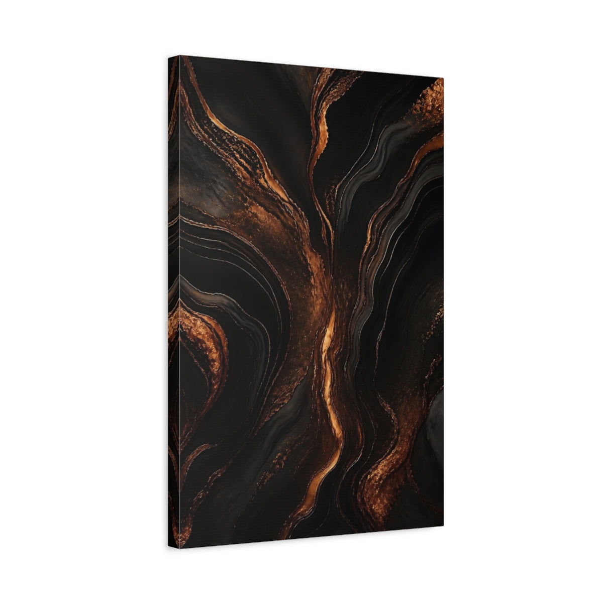 Side Mockup 3. Copper Veins Marble shown as canvas print