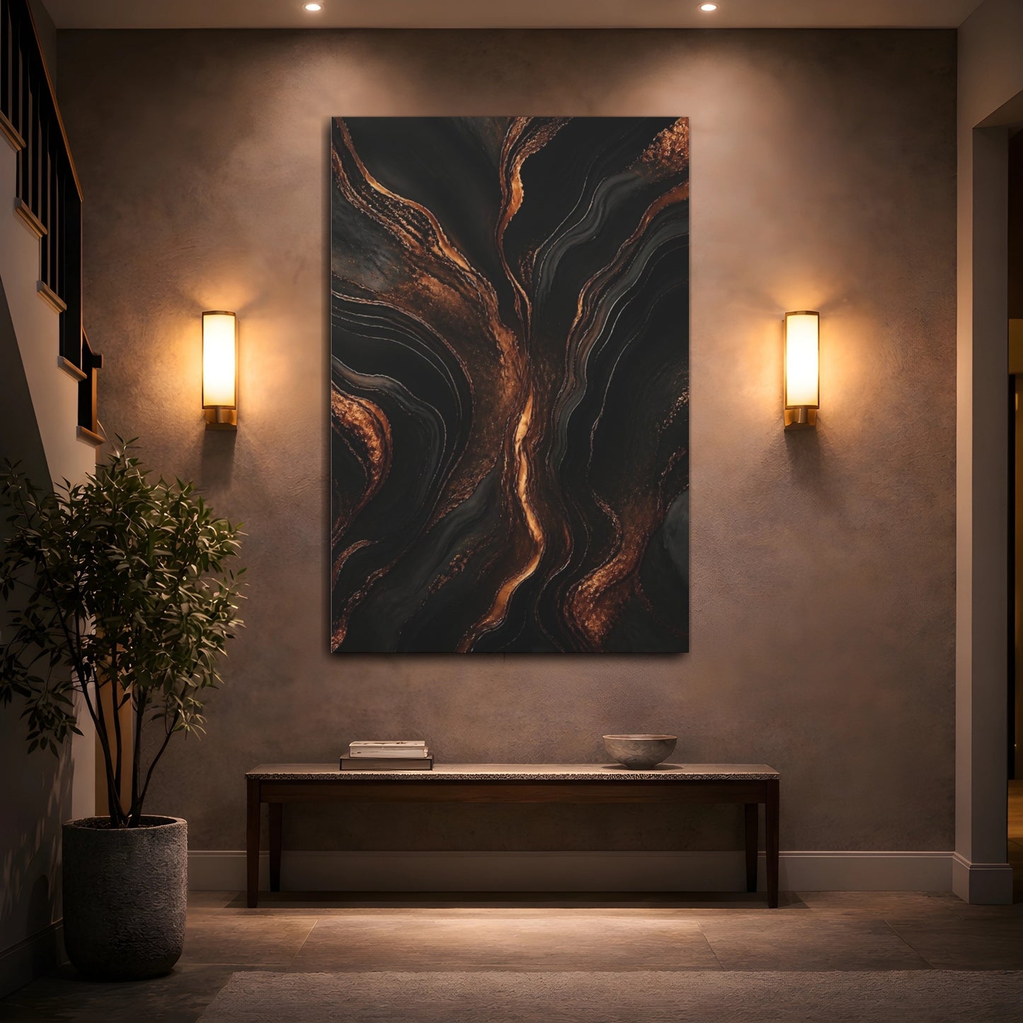 Mockup 2. Copper Veins Marble shown as canvas print