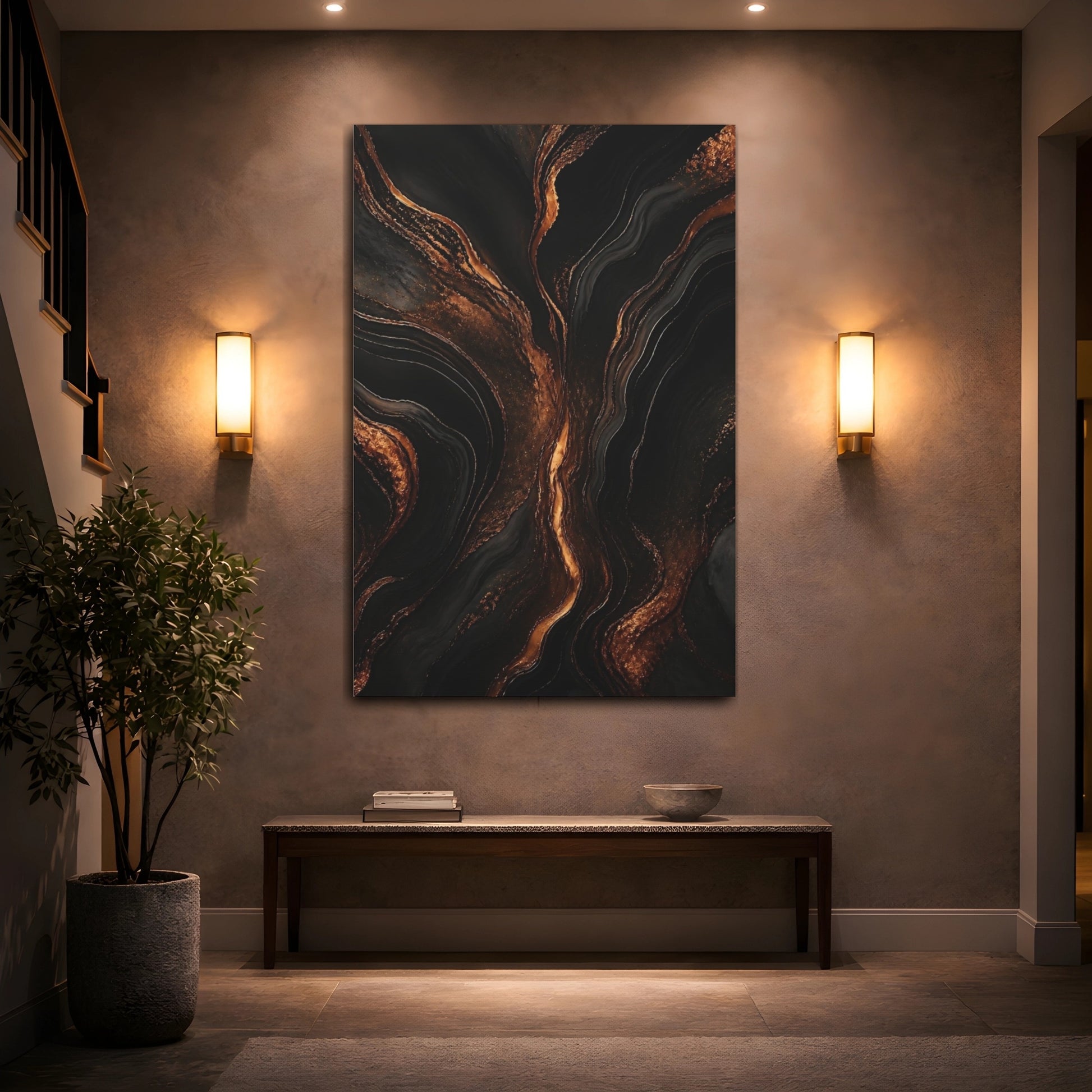 Mockup 2. Copper Veins Marble shown as canvas print