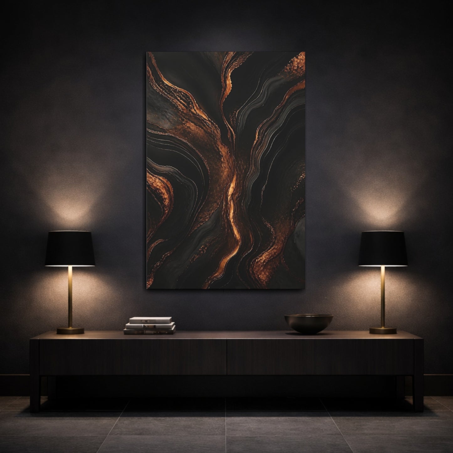 Mockup 3. Copper Veins Marble shown as canvas print
