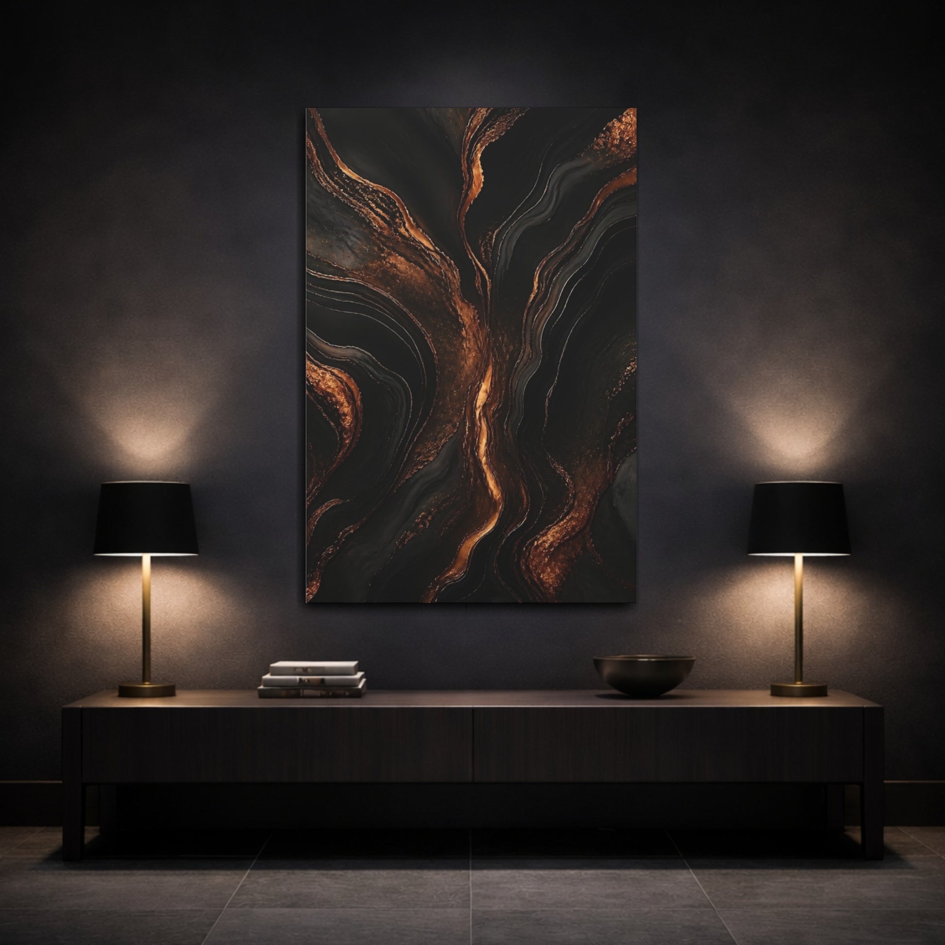 Mockup 3. Copper Veins Marble shown as canvas print