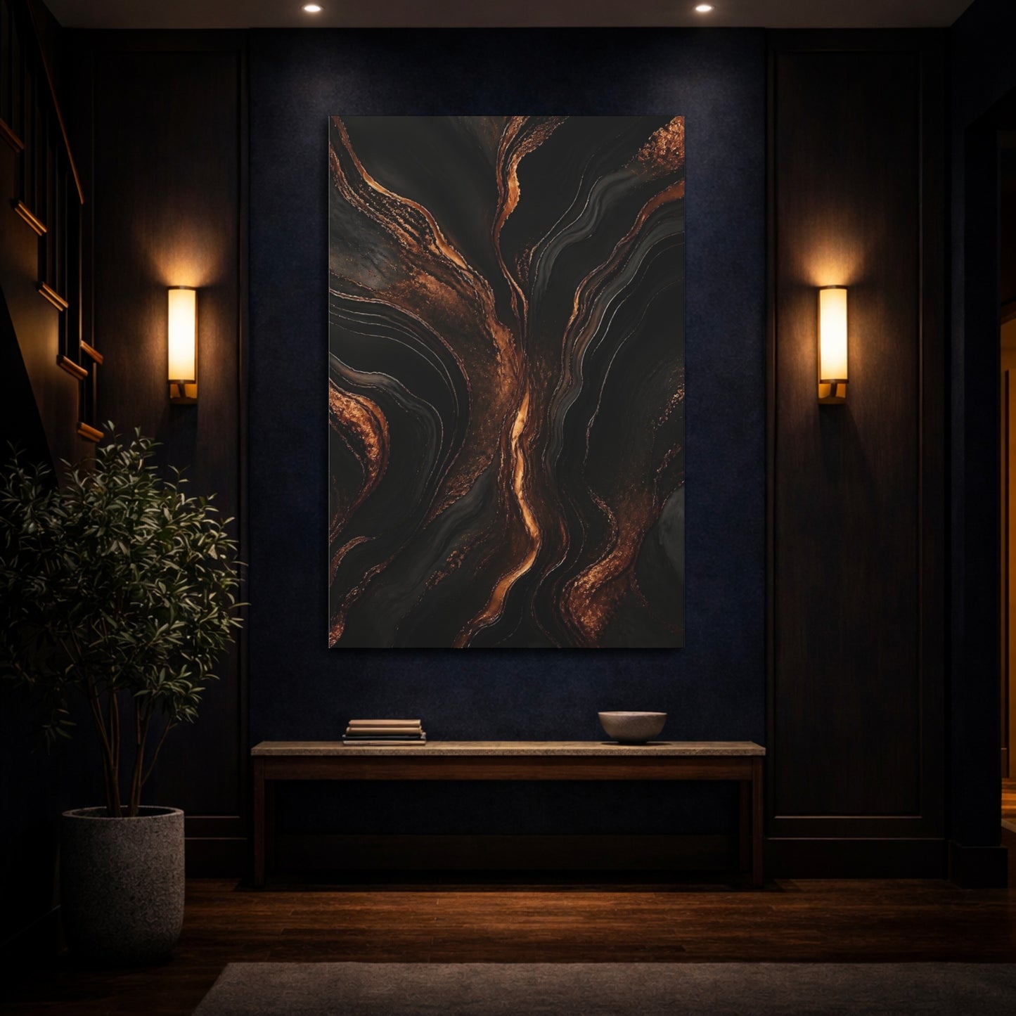 Mockup 4. Copper Veins Marble shown as canvas print