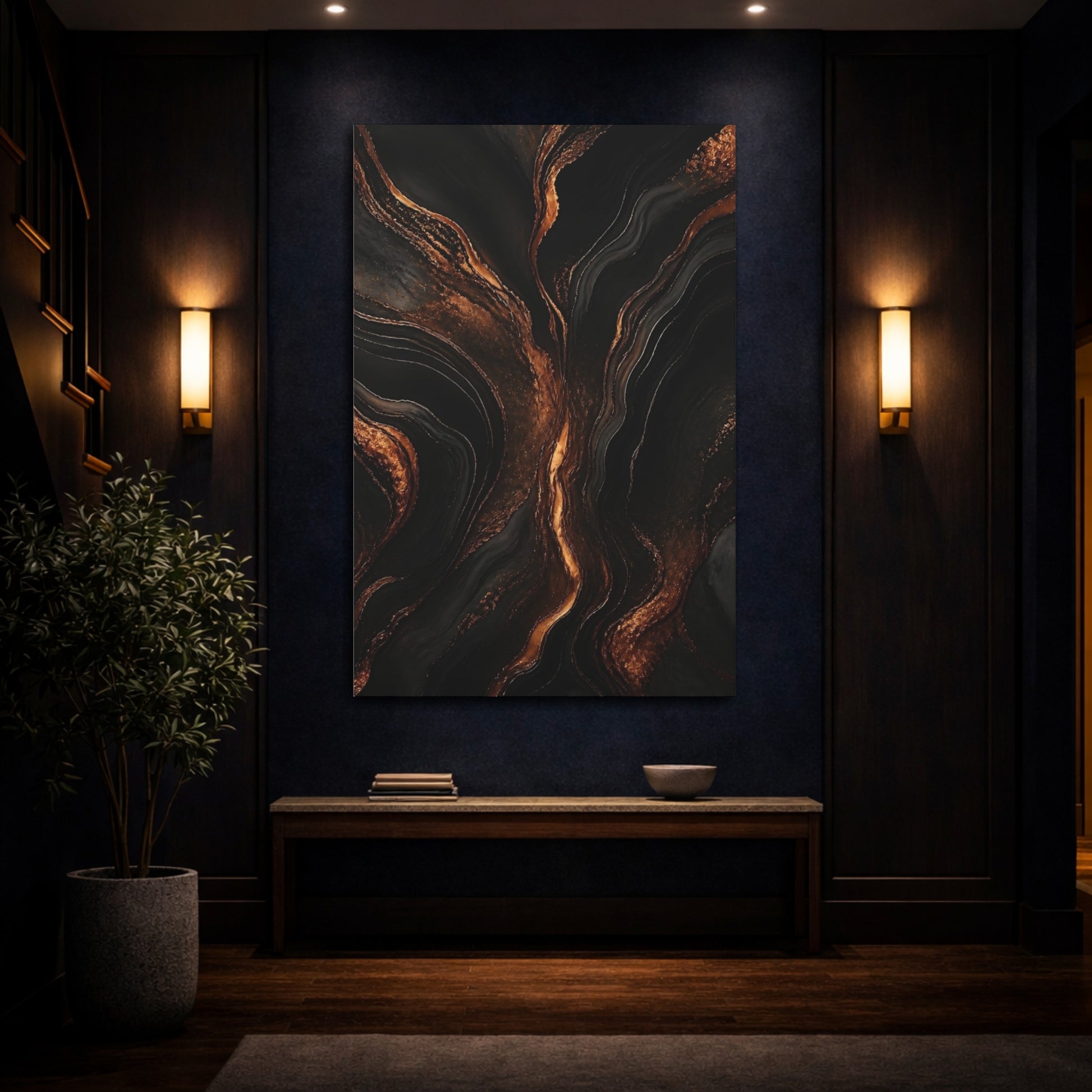 Mockup 4. Copper Veins Marble shown as canvas print
