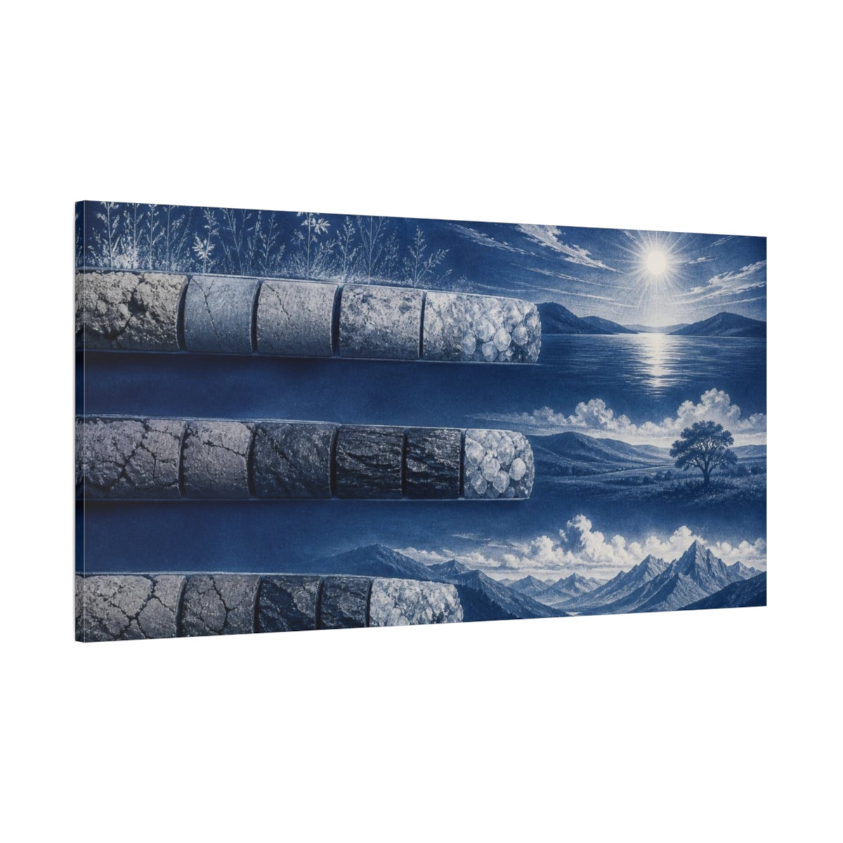 Side Mockup 2. Core Sample Landscape shown as canvas print