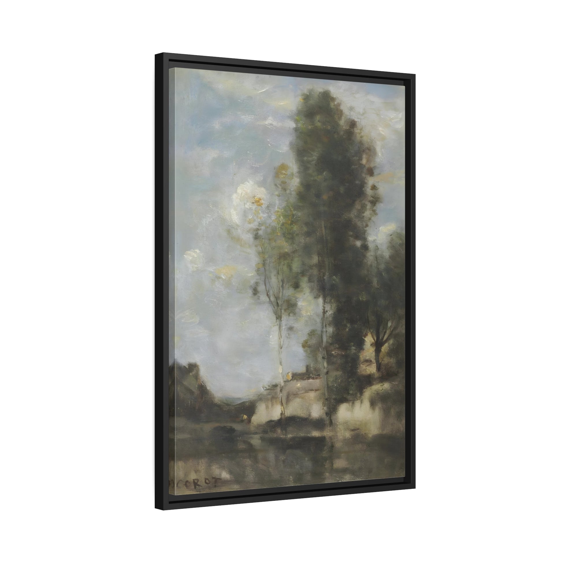 Corot French Landscape Silver Birches - Framed Canvas Art Reproduction