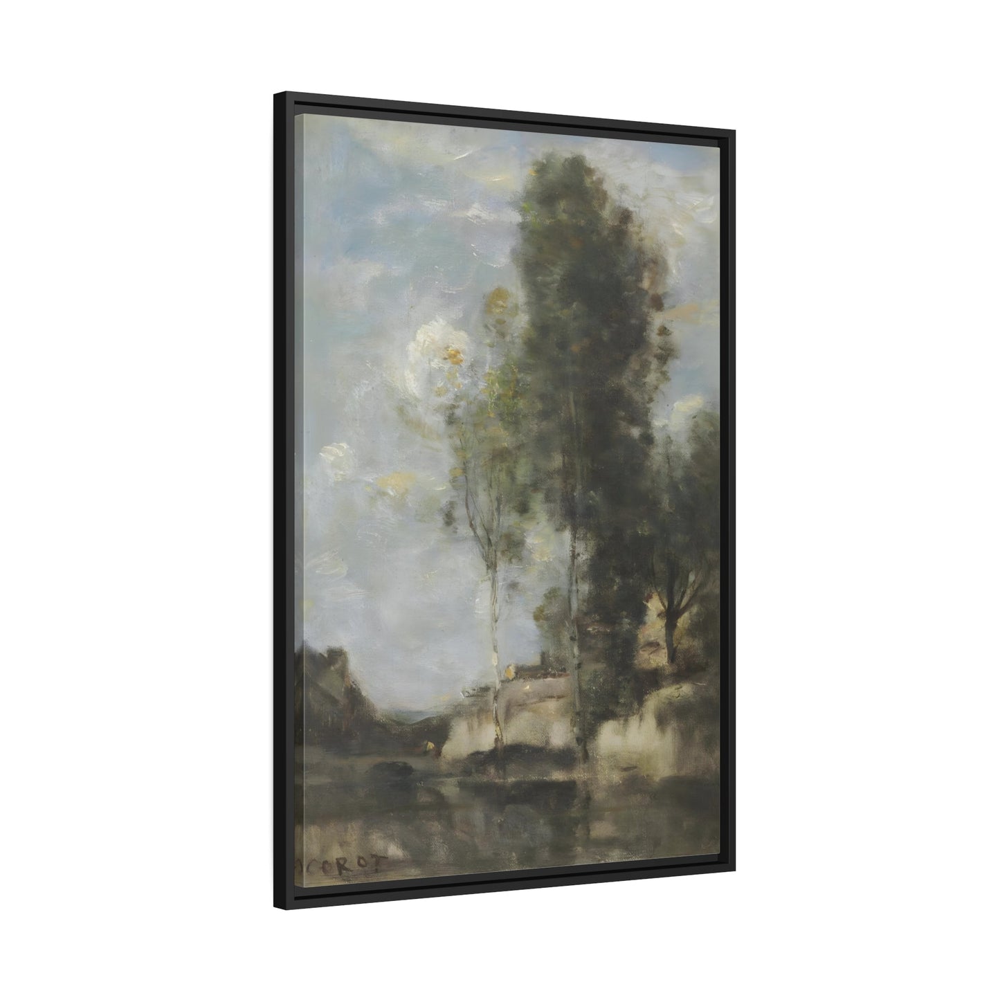 Corot French Landscape Silver Birches - Framed Canvas Art Reproduction