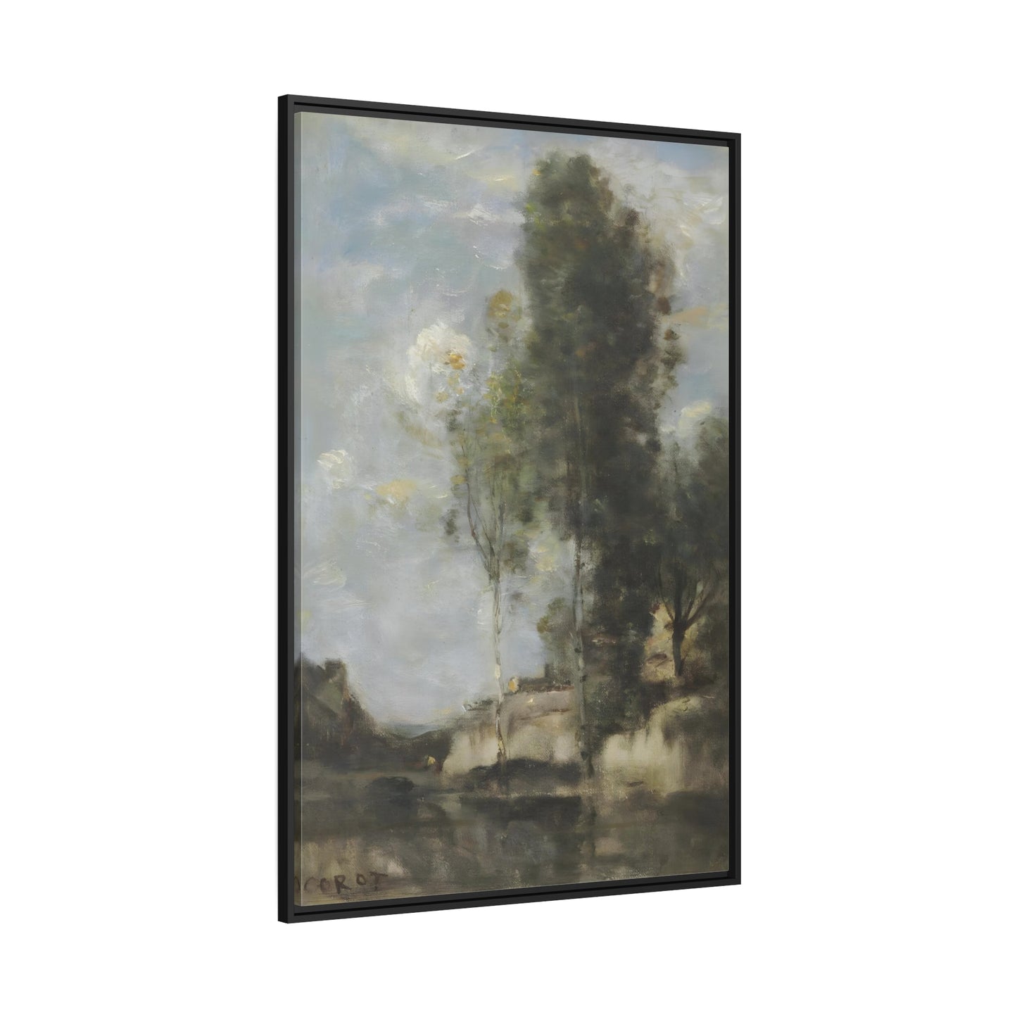 Corot French Landscape Silver Birches - Framed Canvas Art Reproduction