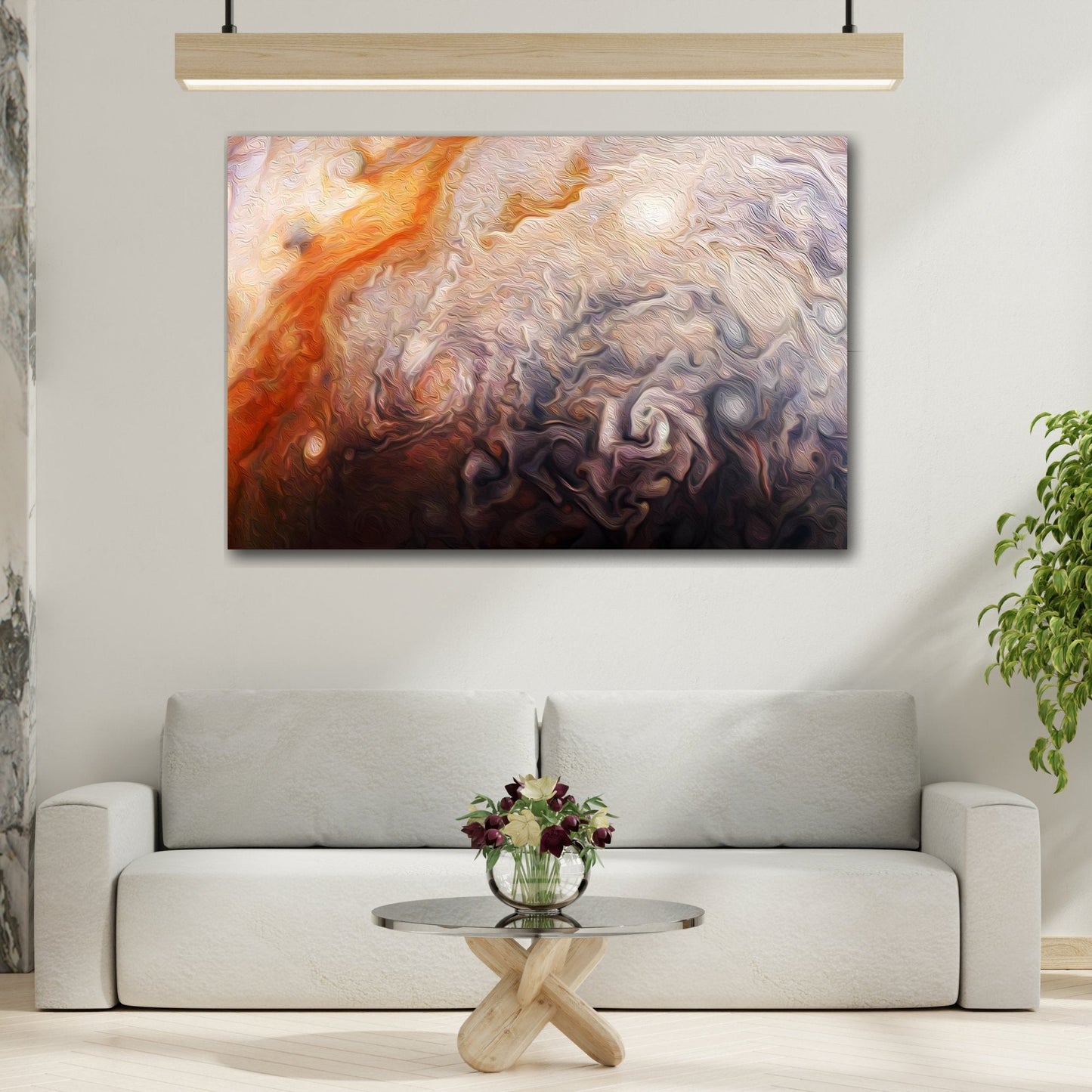 Cosmic Dance Jupiter Atmosphere Canvas Print - Abstract NASA Marbled Universe Wall Art for Living Room