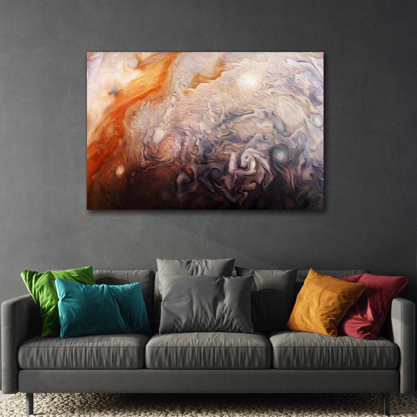 Cosmic Dance Jupiter Atmosphere Canvas Print - Abstract NASA Marbled Universe Wall Art for Living Room