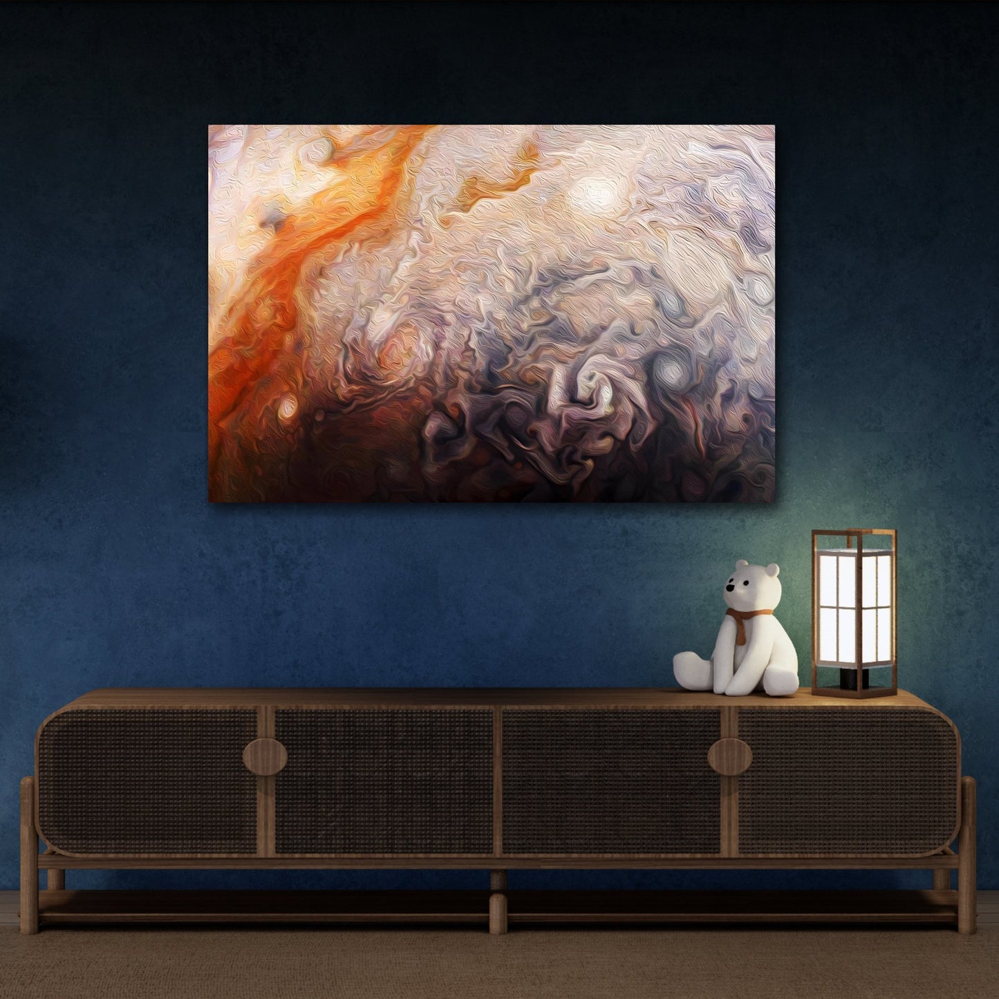 Cosmic Dance Jupiter Atmosphere Canvas Print - Abstract NASA Marbled Universe Wall Art for Living Room