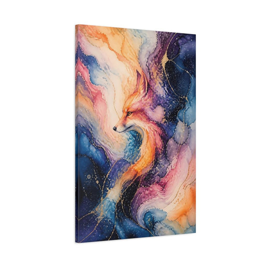 Cosmic Fox Portrait Canvas Print – Living Room, Above Console Table - YesArtYes
