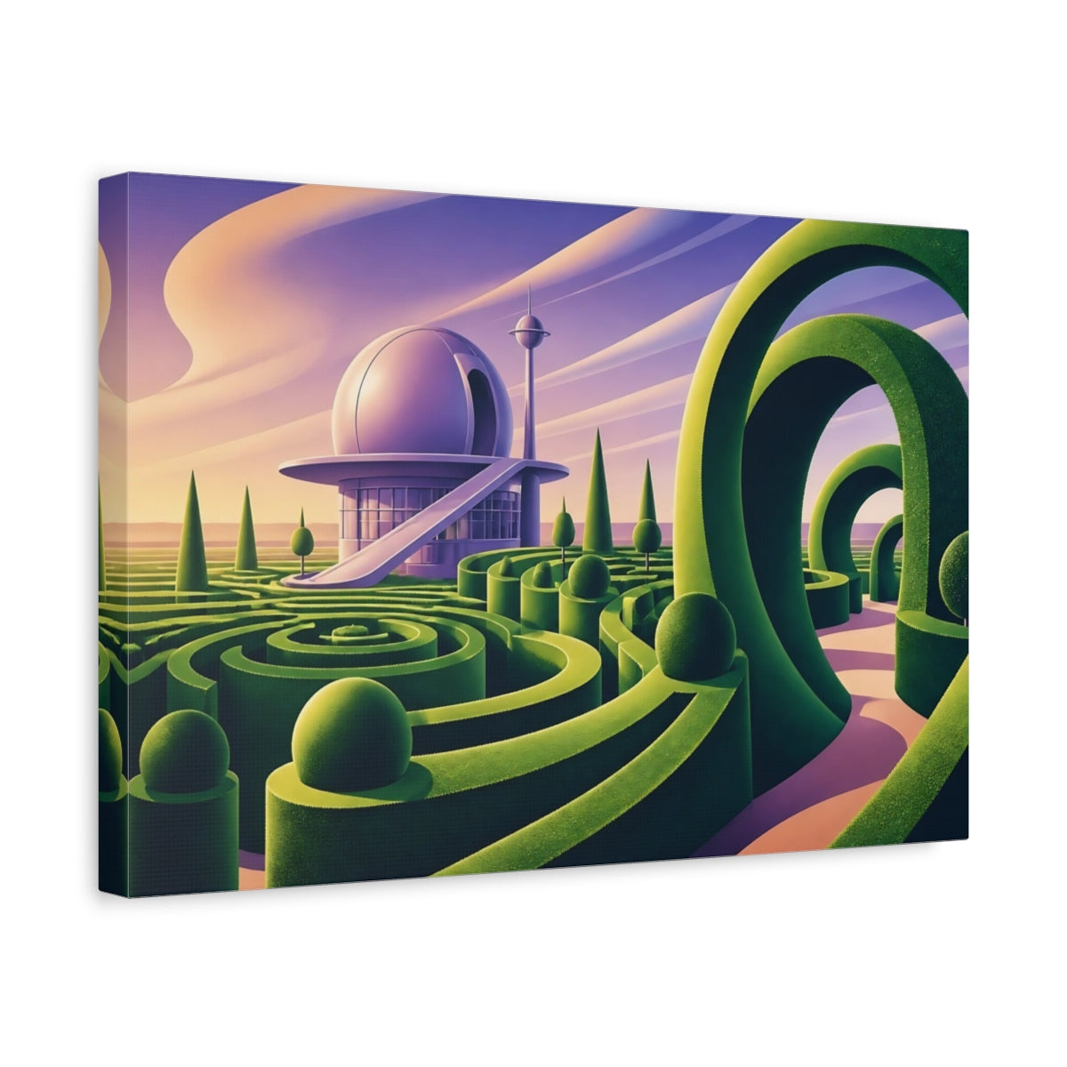 Side Mockup 4. Cosmic Hedge Maze shown as canvas print