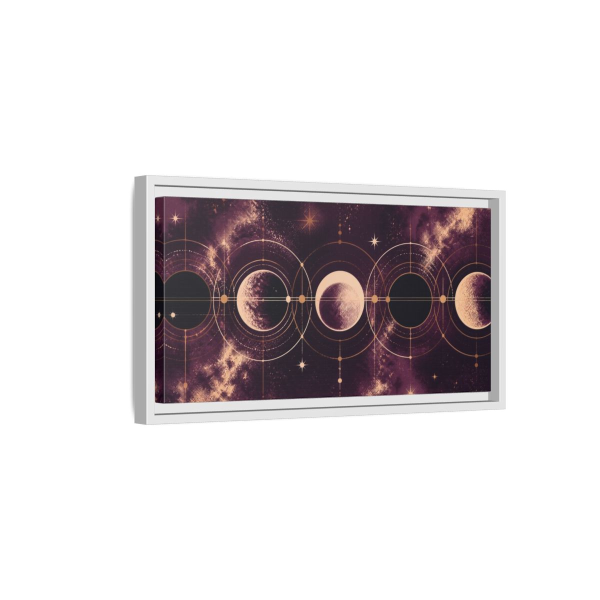 Side Mockup 6. Cosmic Moon Phases shown as framed canvas print