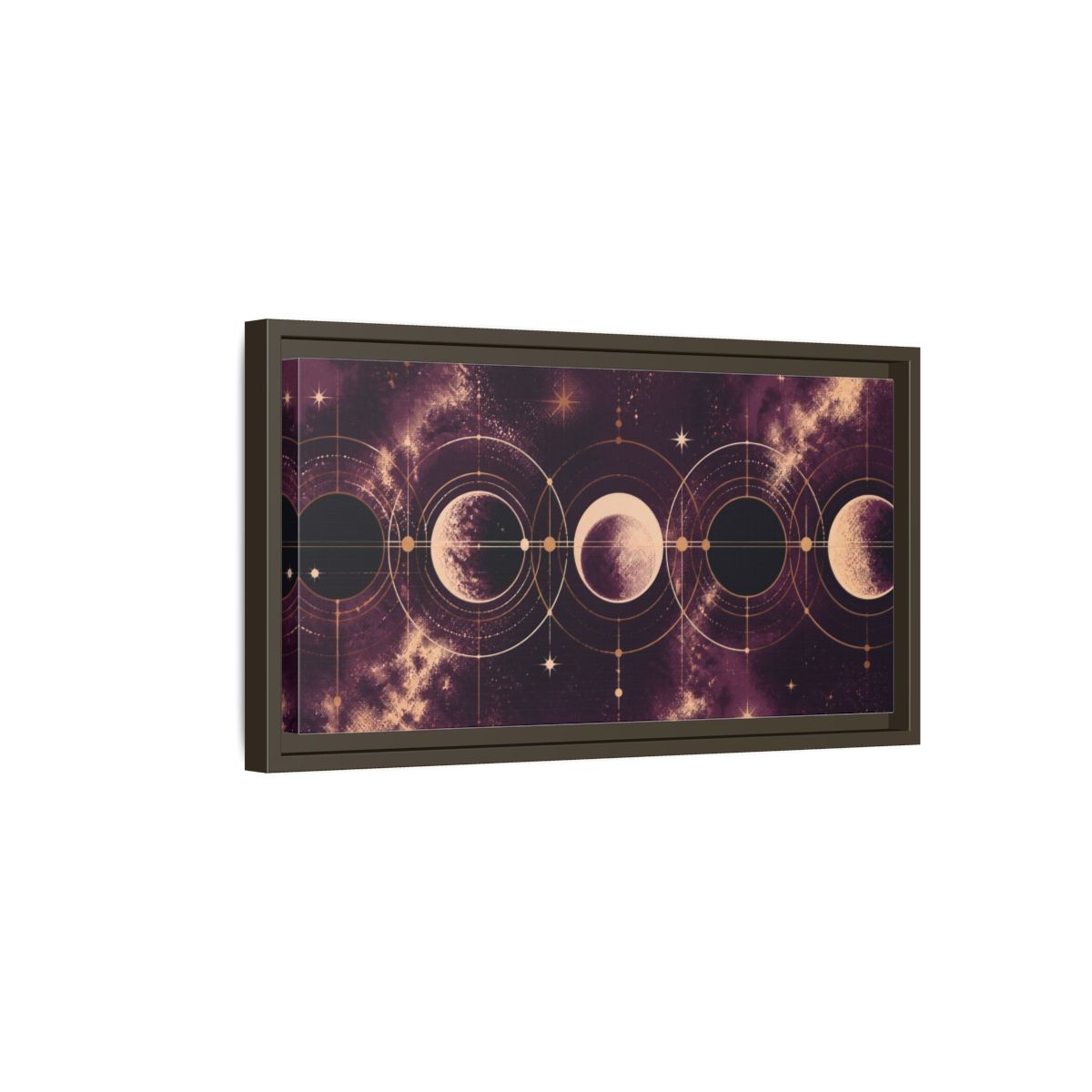 Side Mockup 7. Cosmic Moon Phases shown as framed canvas print