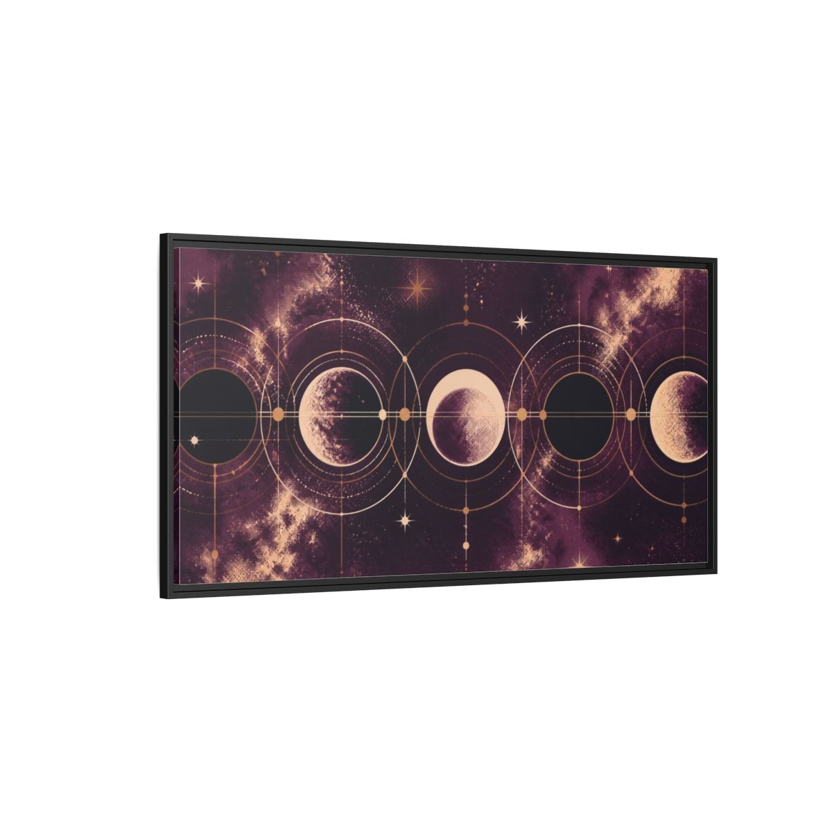Side Mockup 5. Cosmic Moon Phases shown as framed canvas print