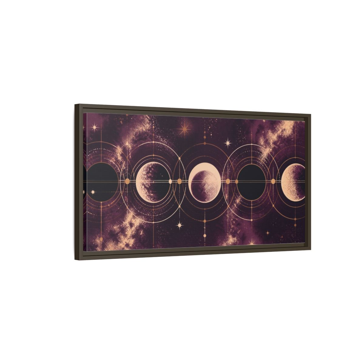 Main Mockup. Cosmic Moon Phases shown as framed canvas print