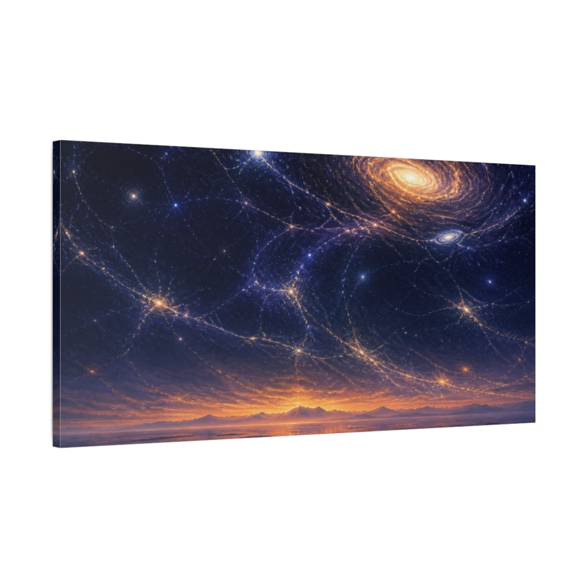 Main Mockup. Cosmic Web At Dusk shown as canvas print
