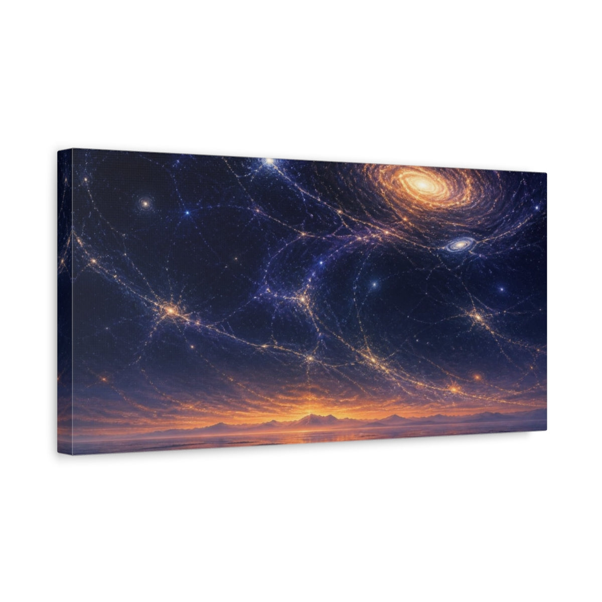 Side Mockup 3. Cosmic Web At Dusk shown as canvas print