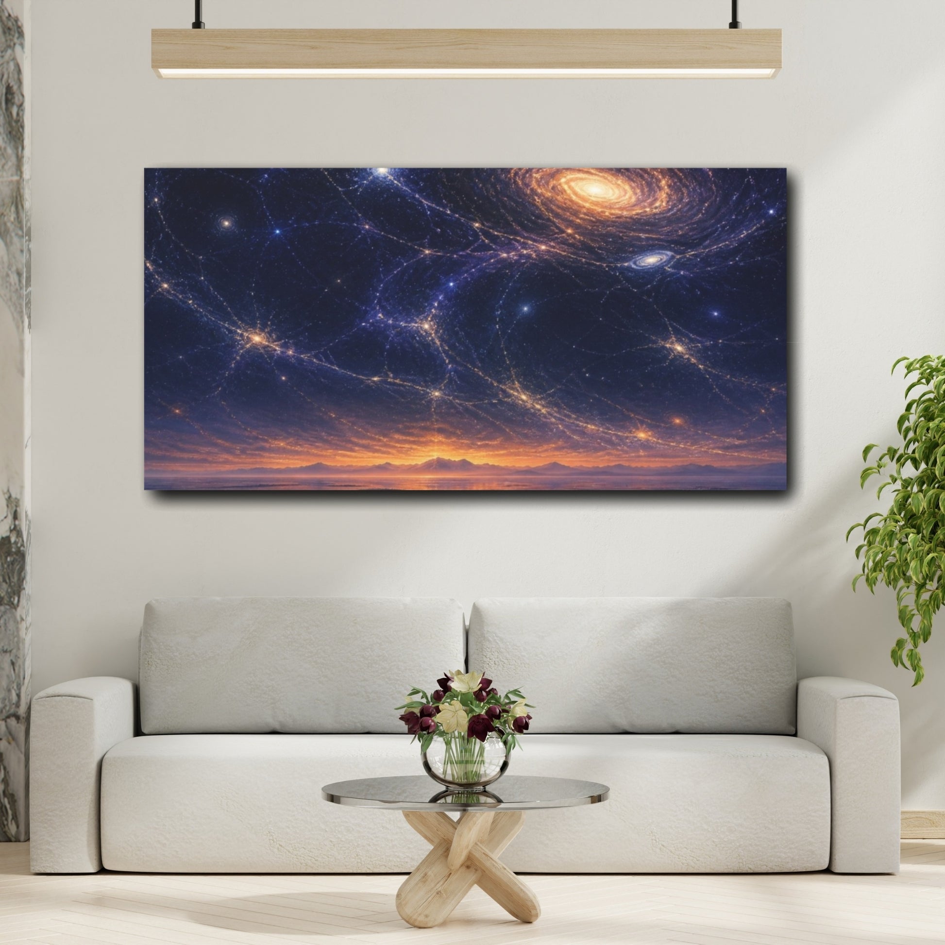 Mockup 2. Cosmic Web At Dusk shown as canvas print