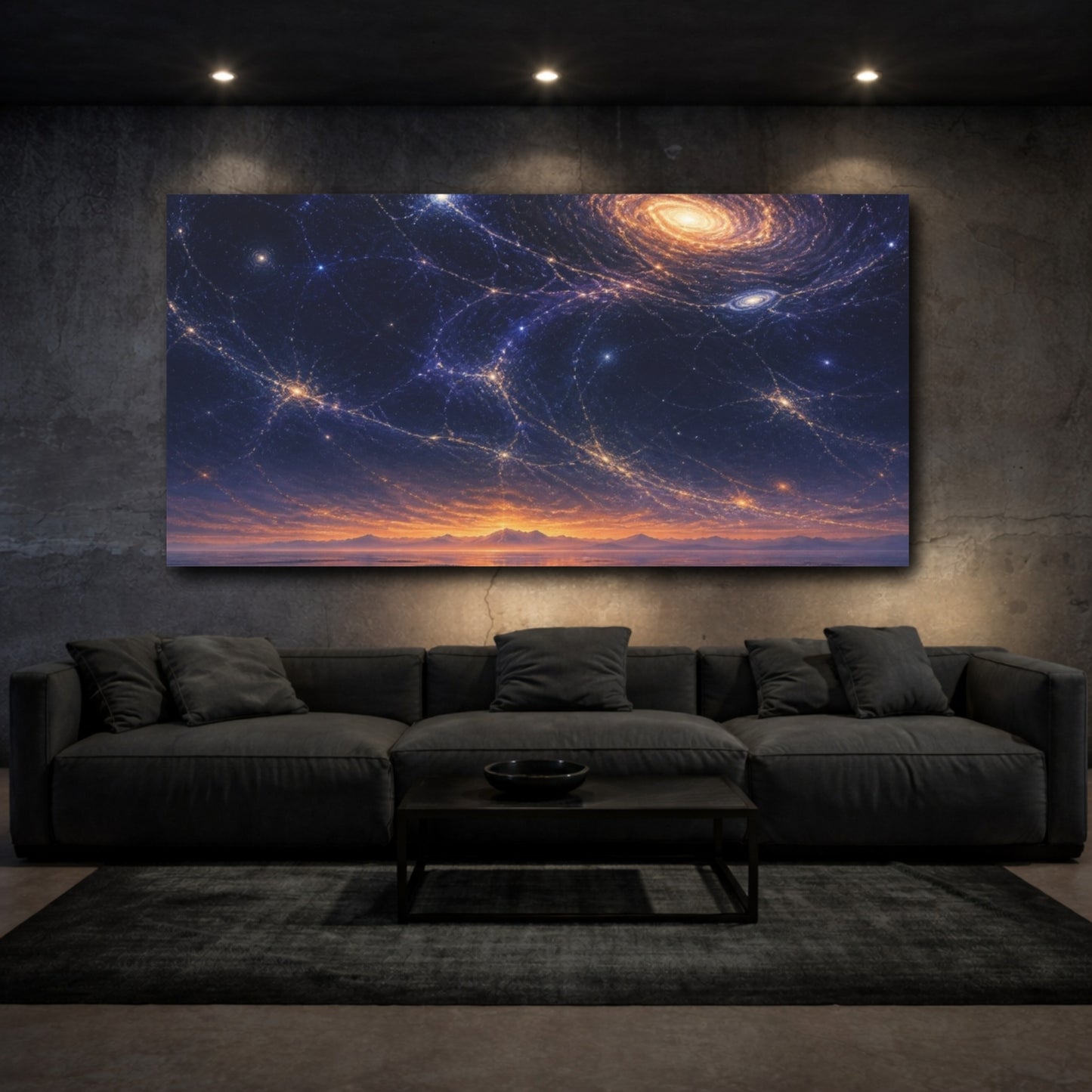 Mockup 3. Cosmic Web At Dusk shown as canvas print
