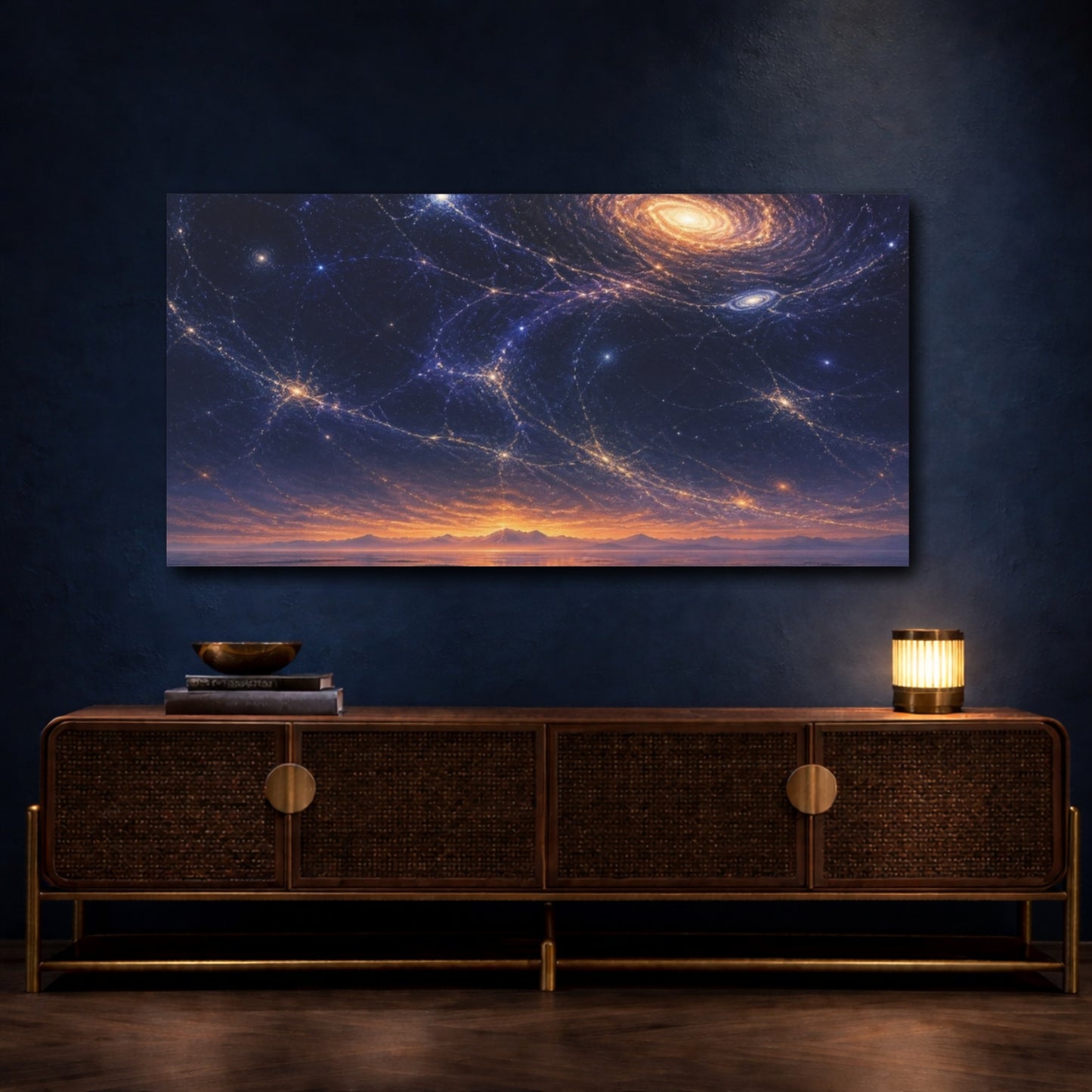 Mockup 4. Cosmic Web At Dusk shown as canvas print
